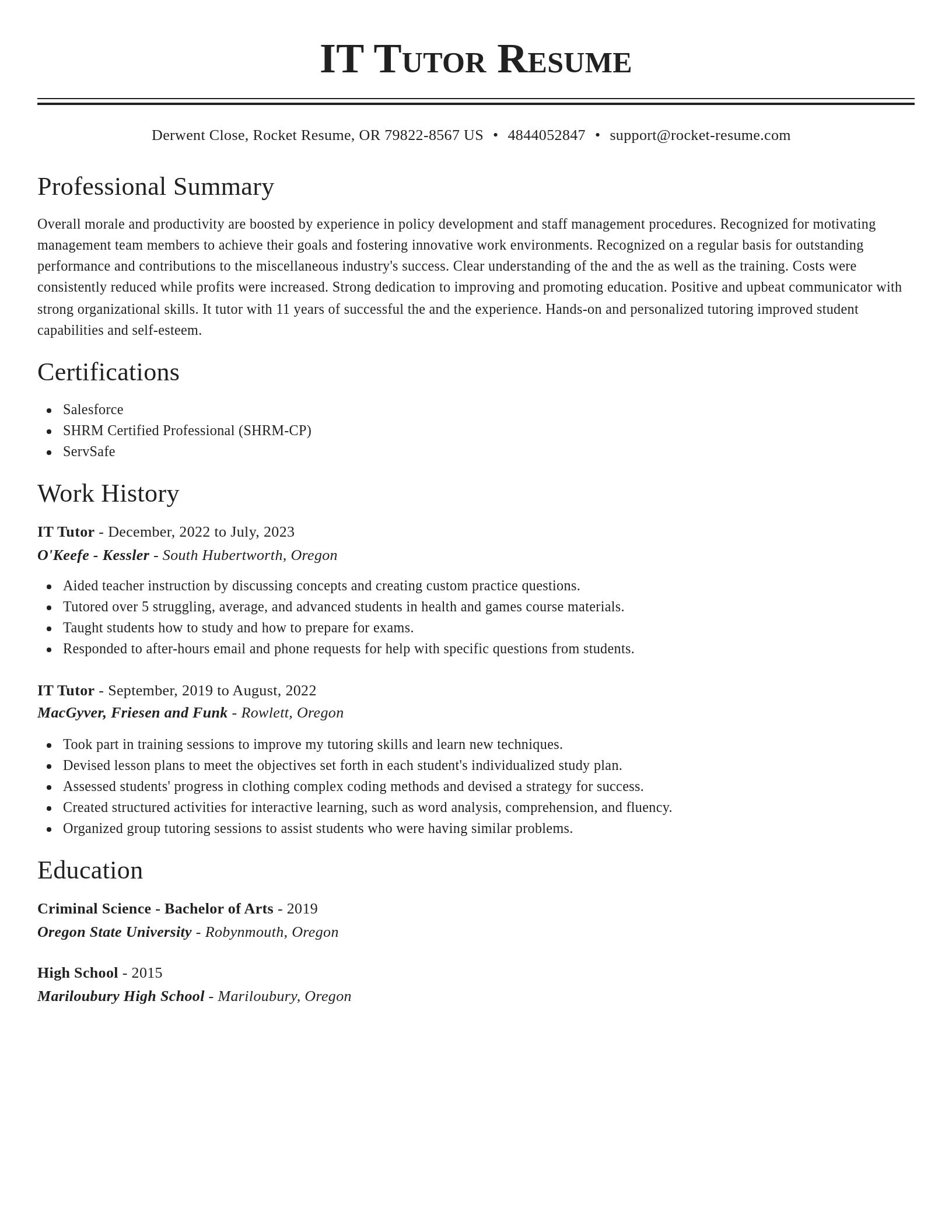Classic resume template