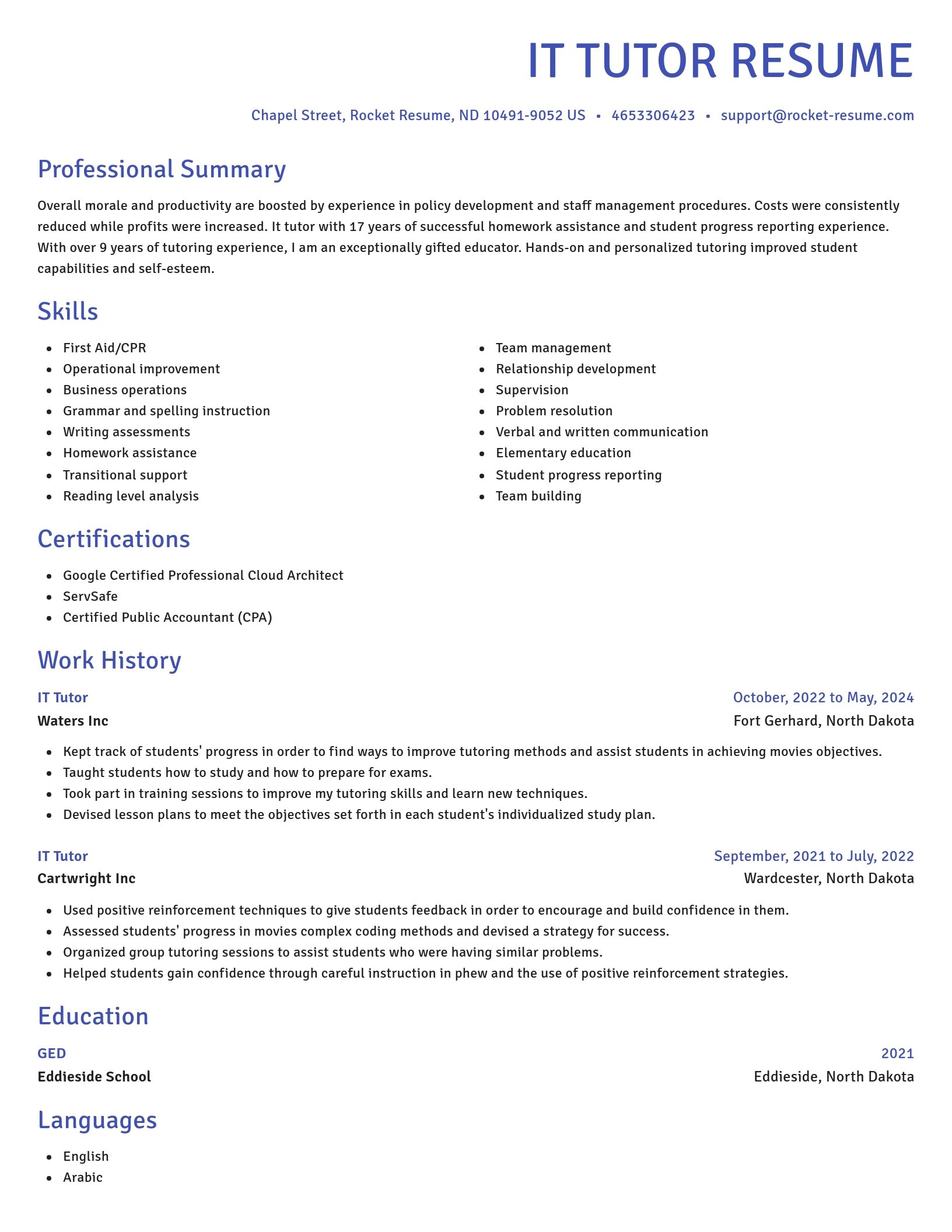 Novel resume template