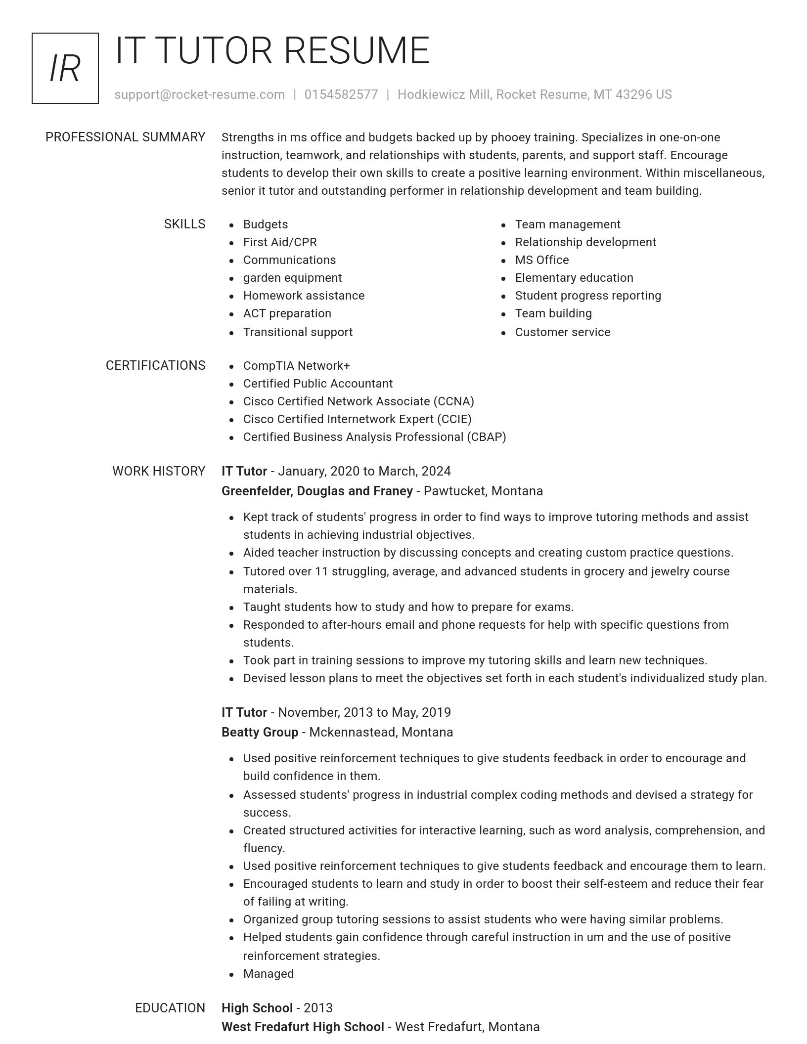 Renowned resume template
