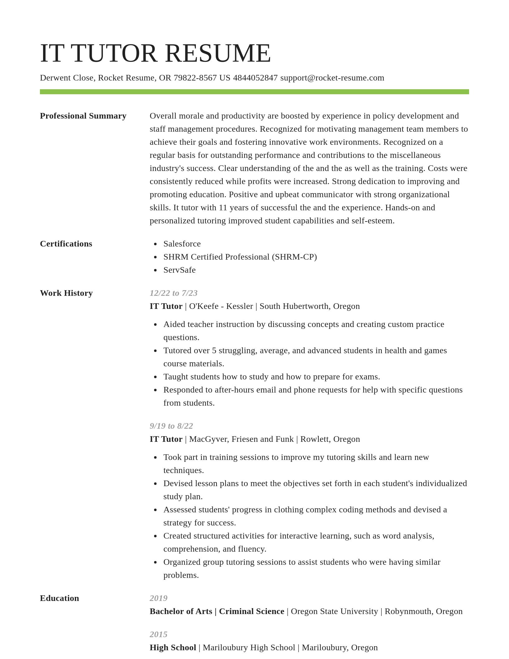 Smart resume template