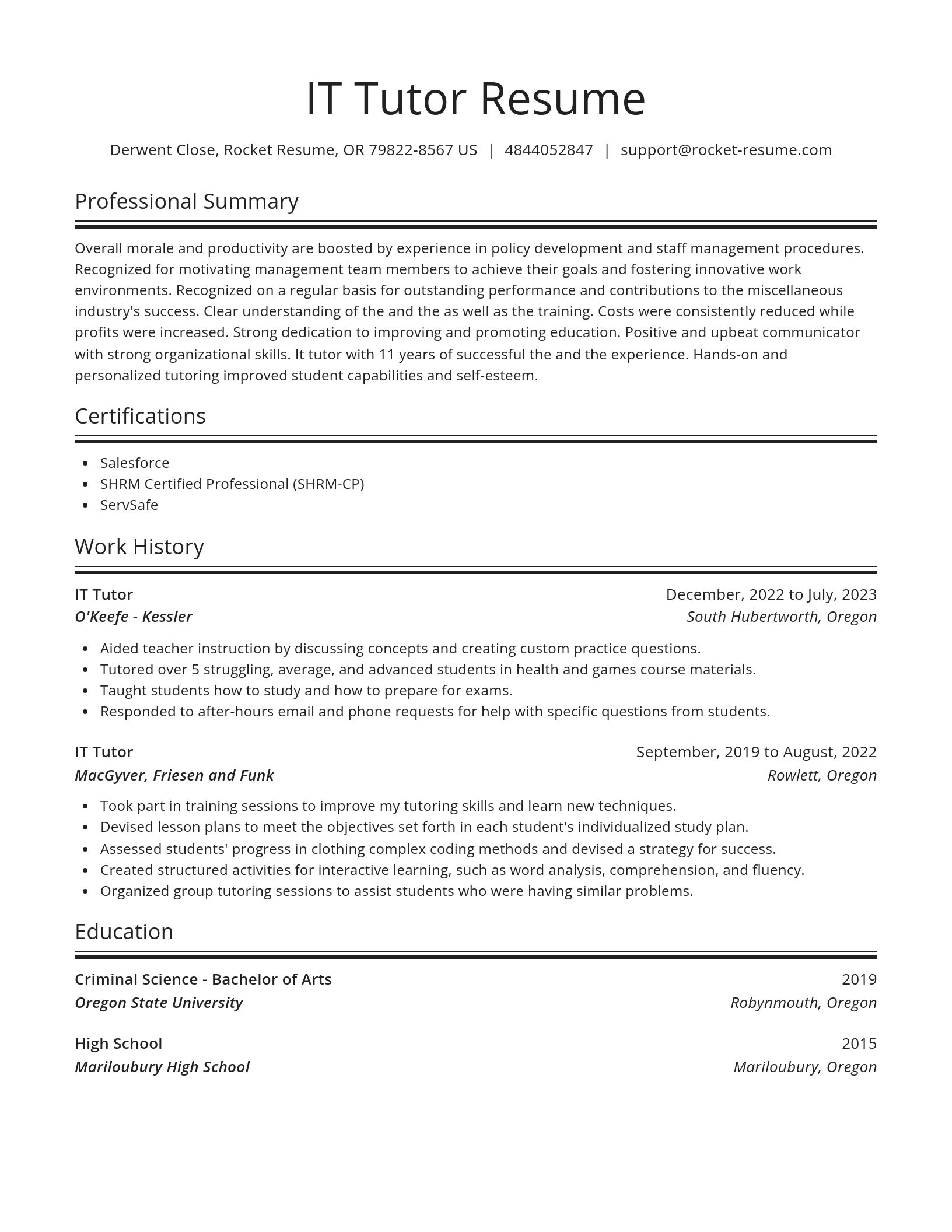 Spotlight resume template