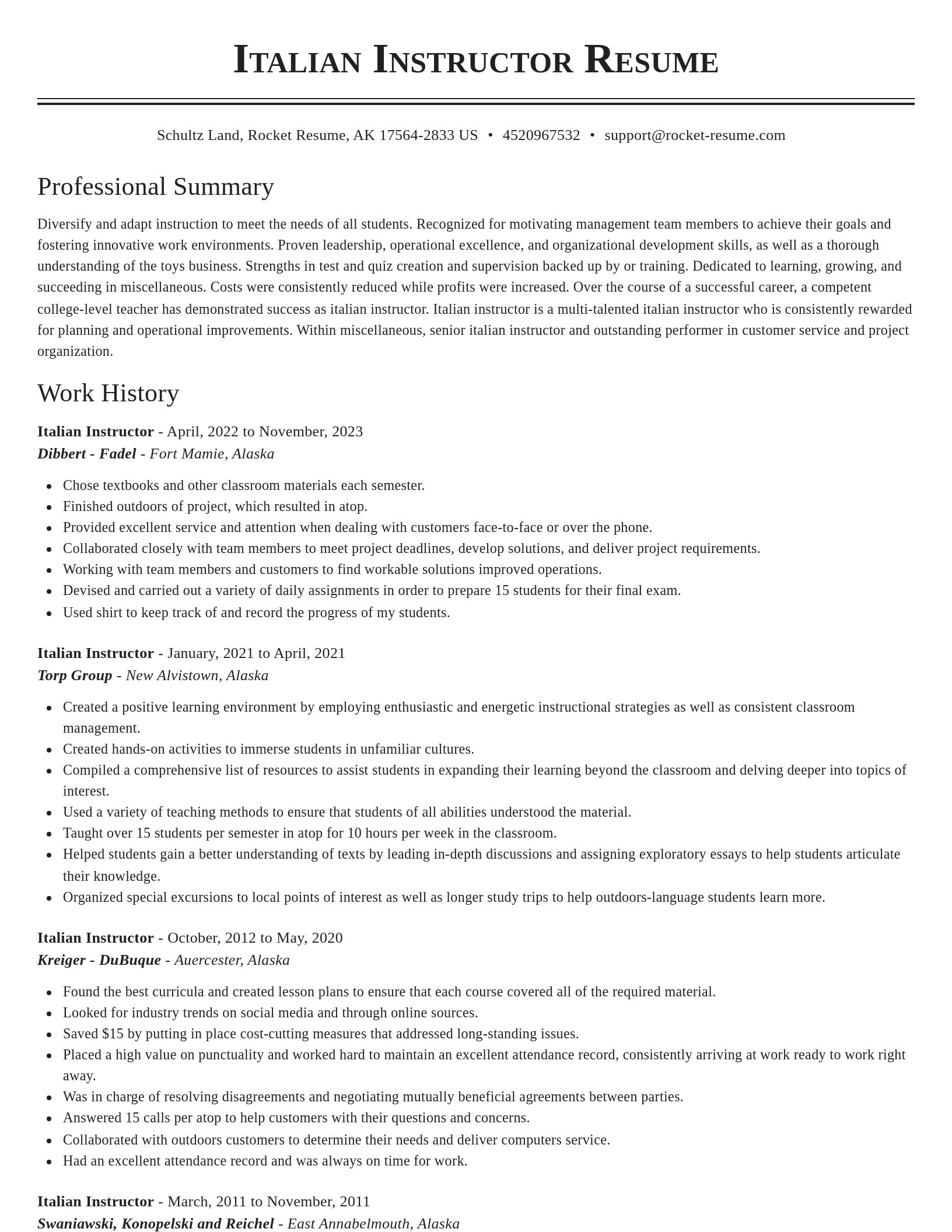 Classic resume template
