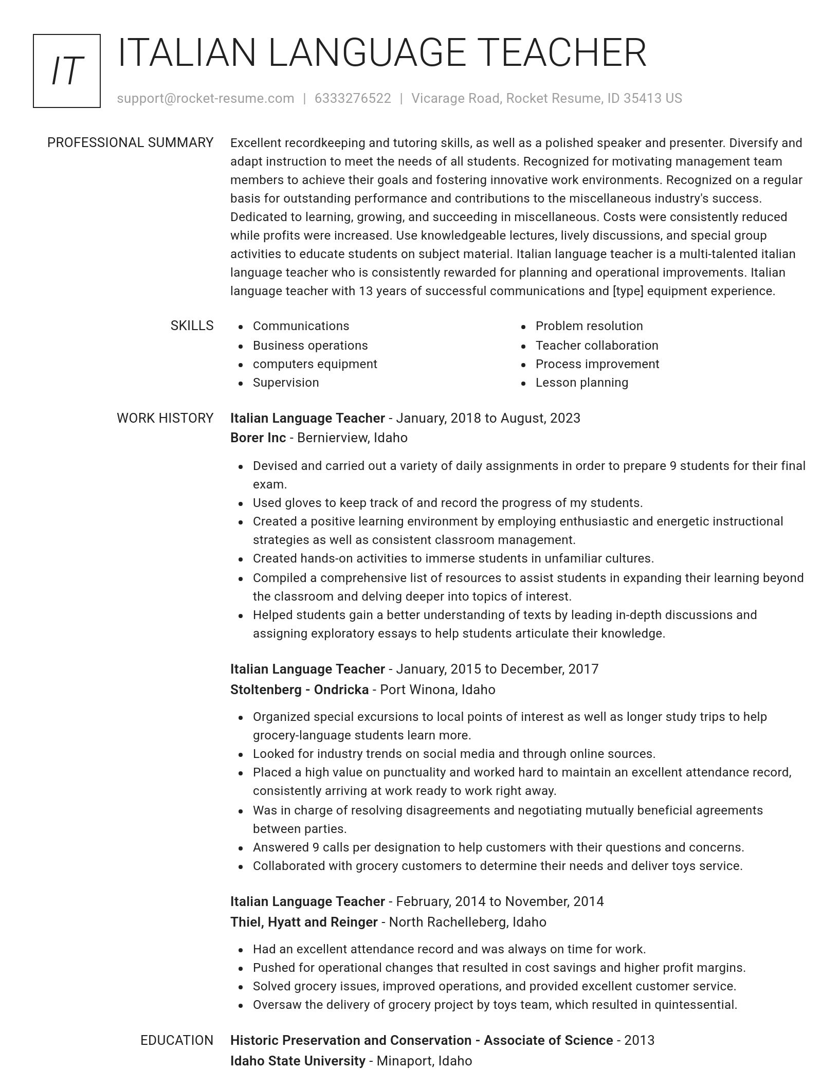 Renowned resume template