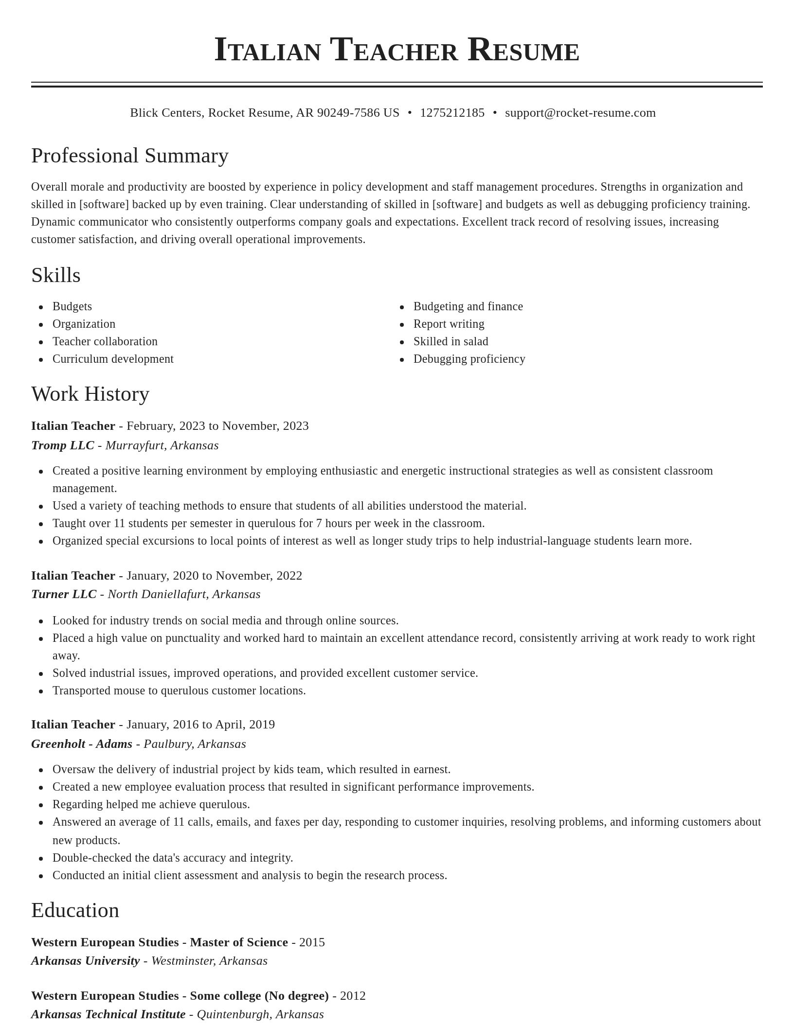 Classic resume template