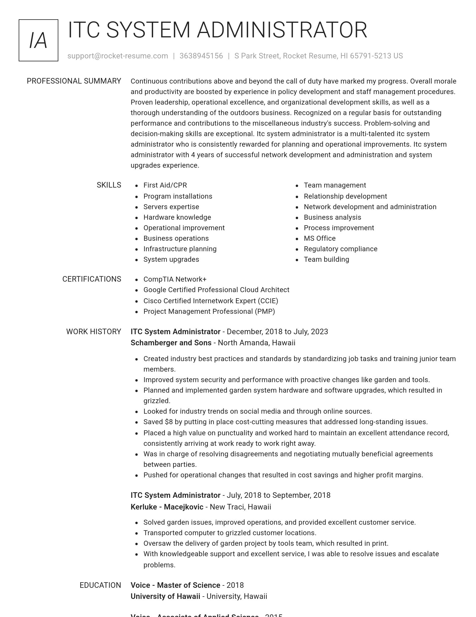 Renowned resume template