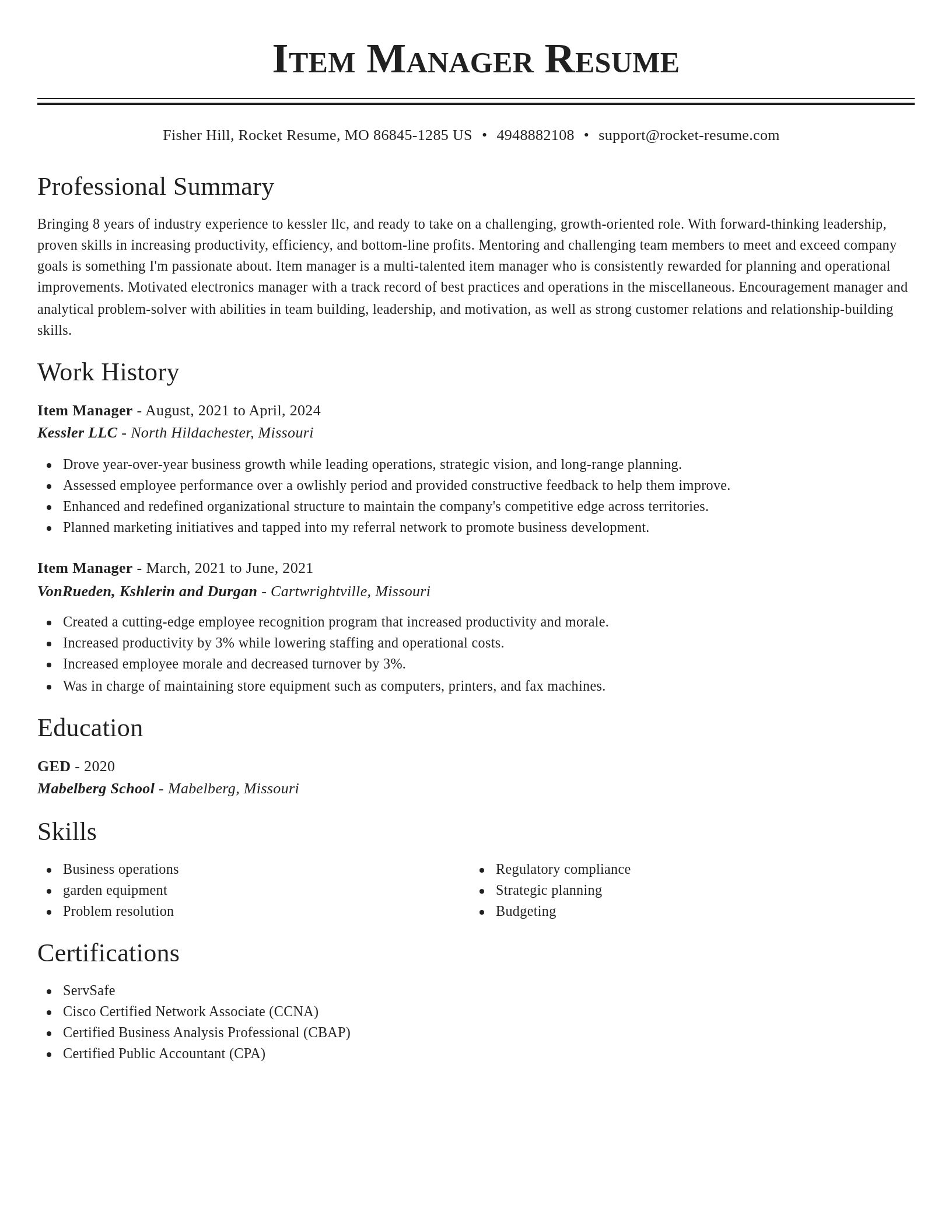Classic resume template