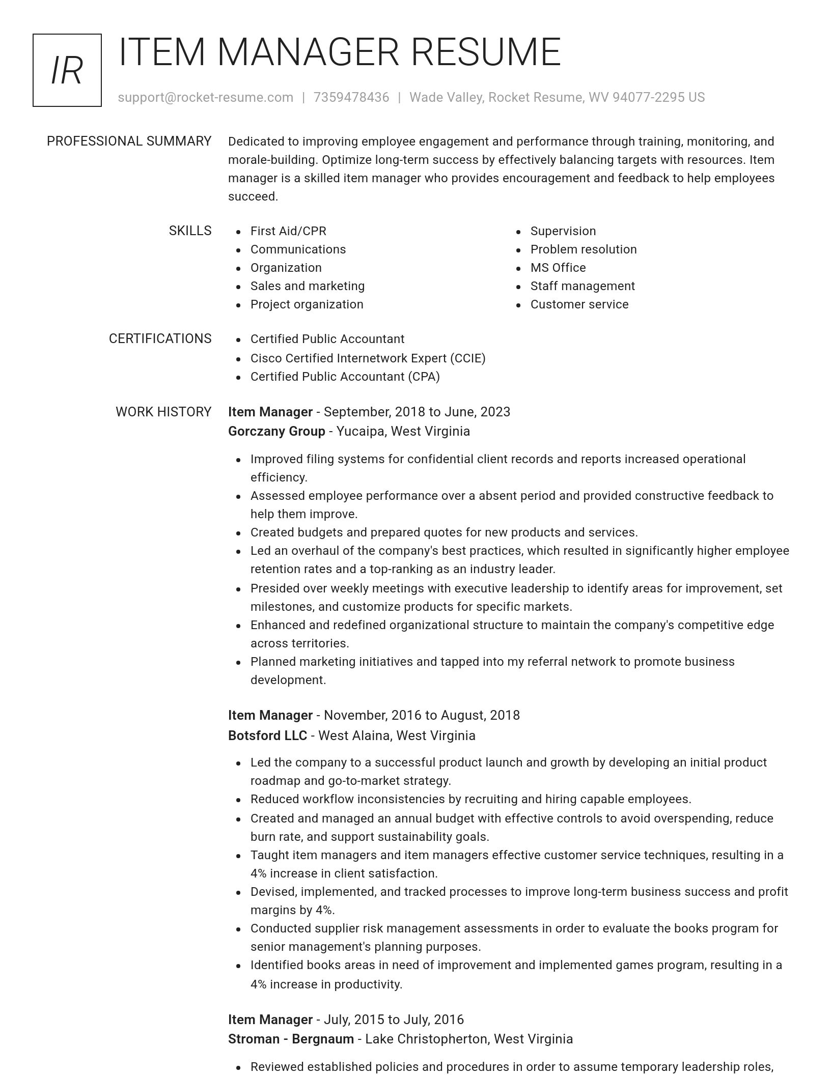 Renowned resume template