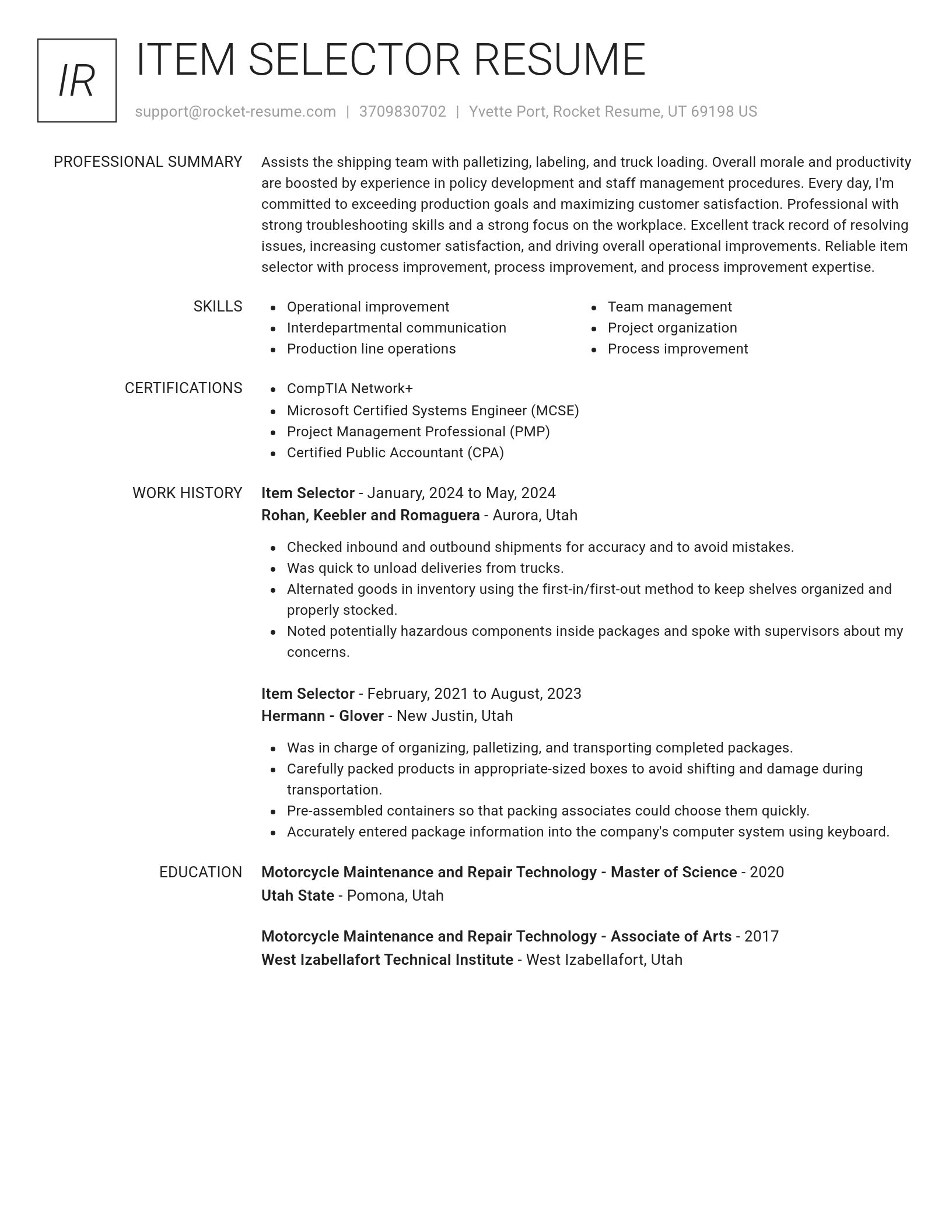 Renowned resume template