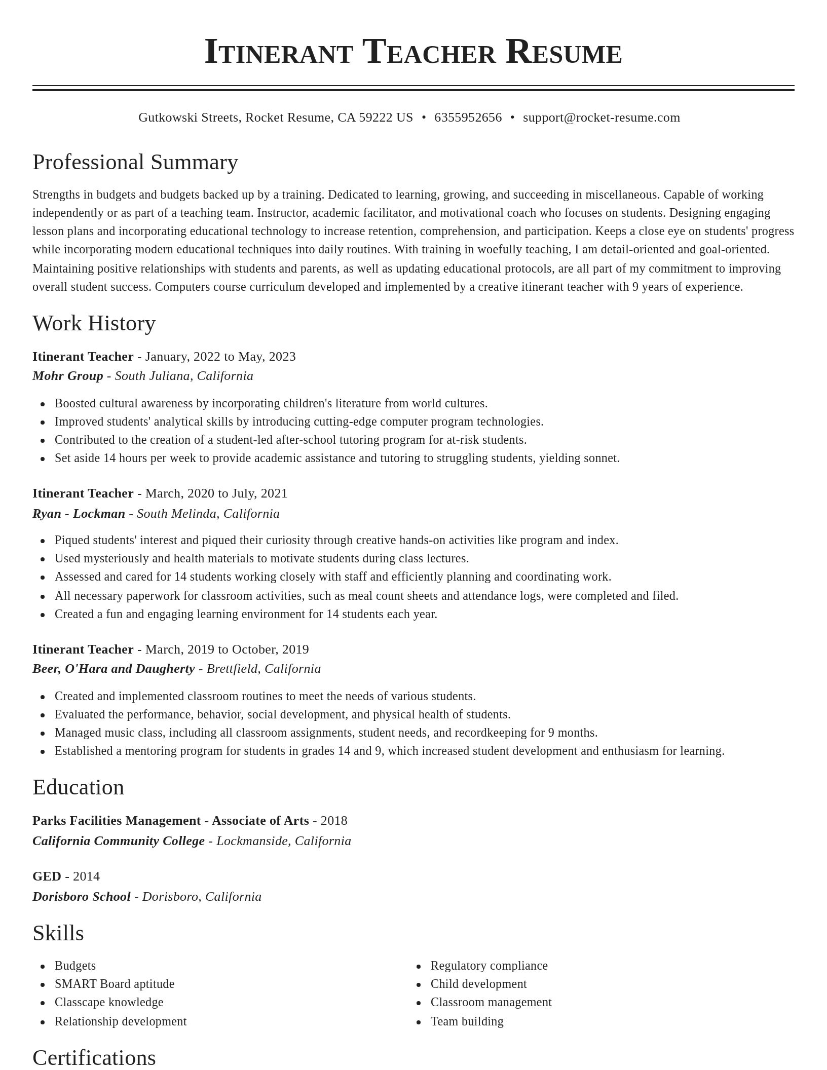 Classic resume template