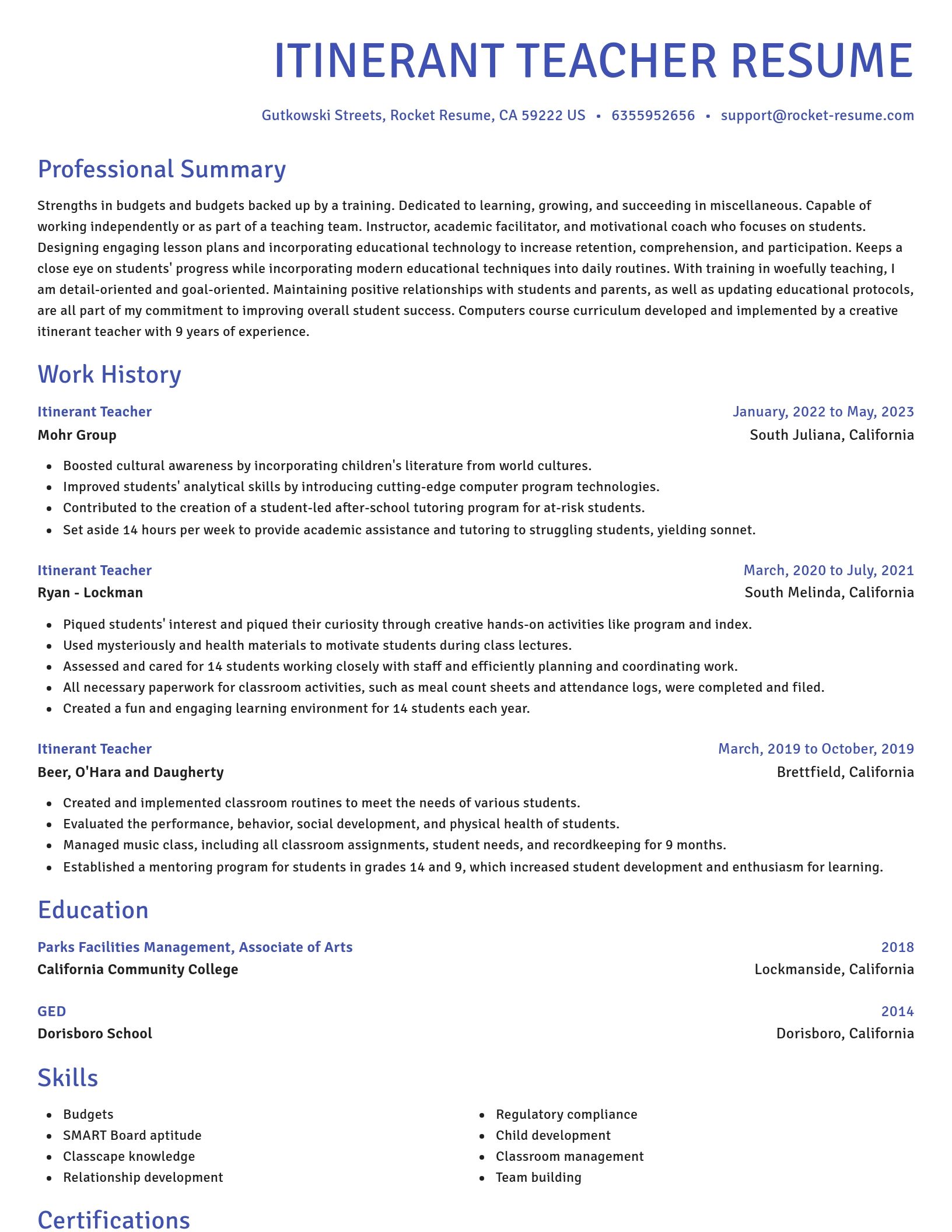 Novel resume template