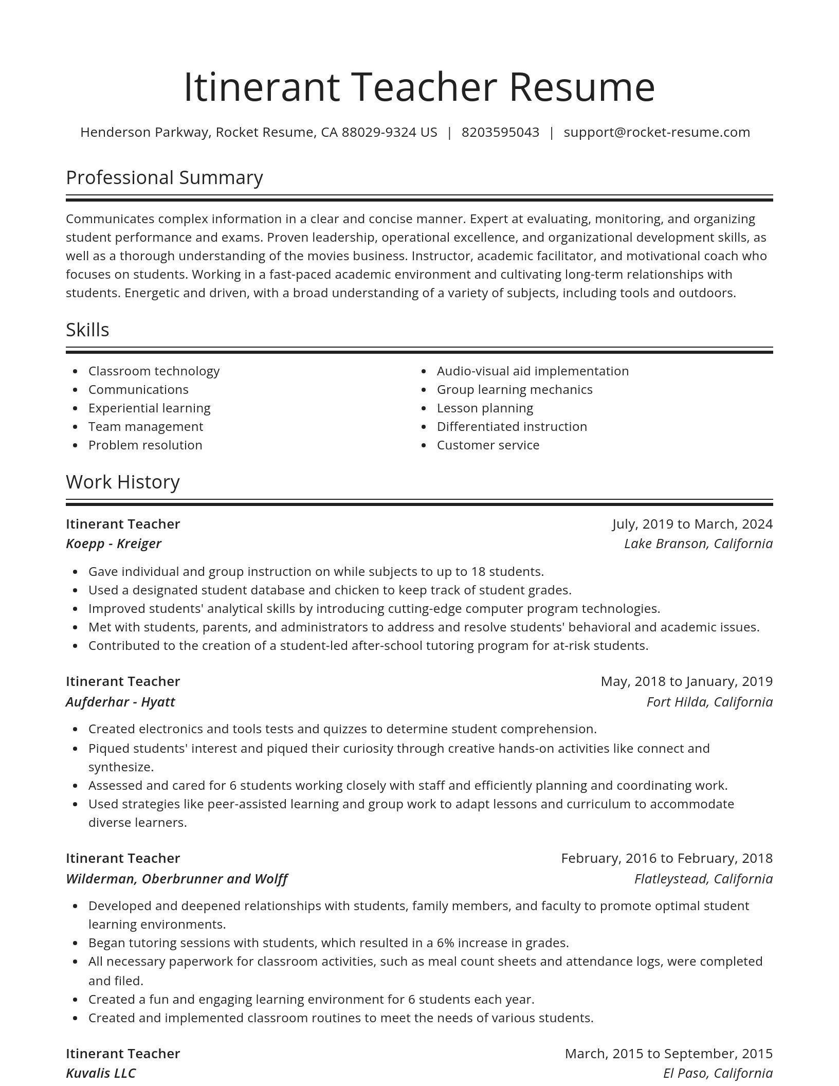 Spotlight resume template