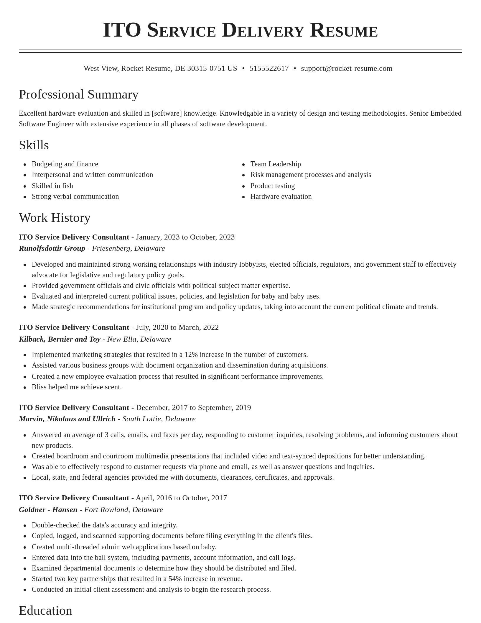 Classic resume template