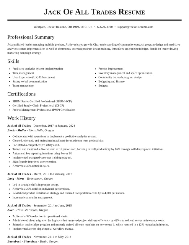Classic resume template
