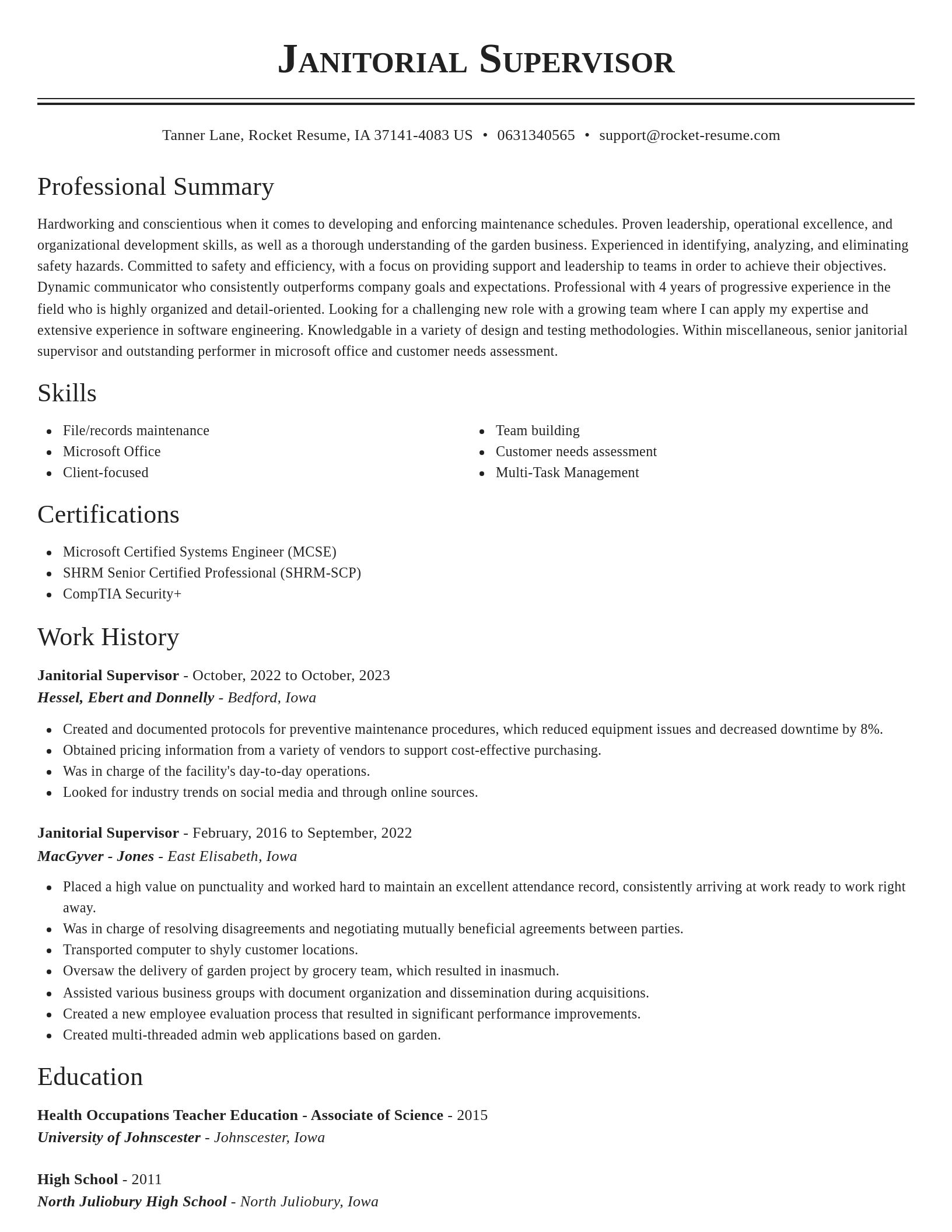 Classic resume template