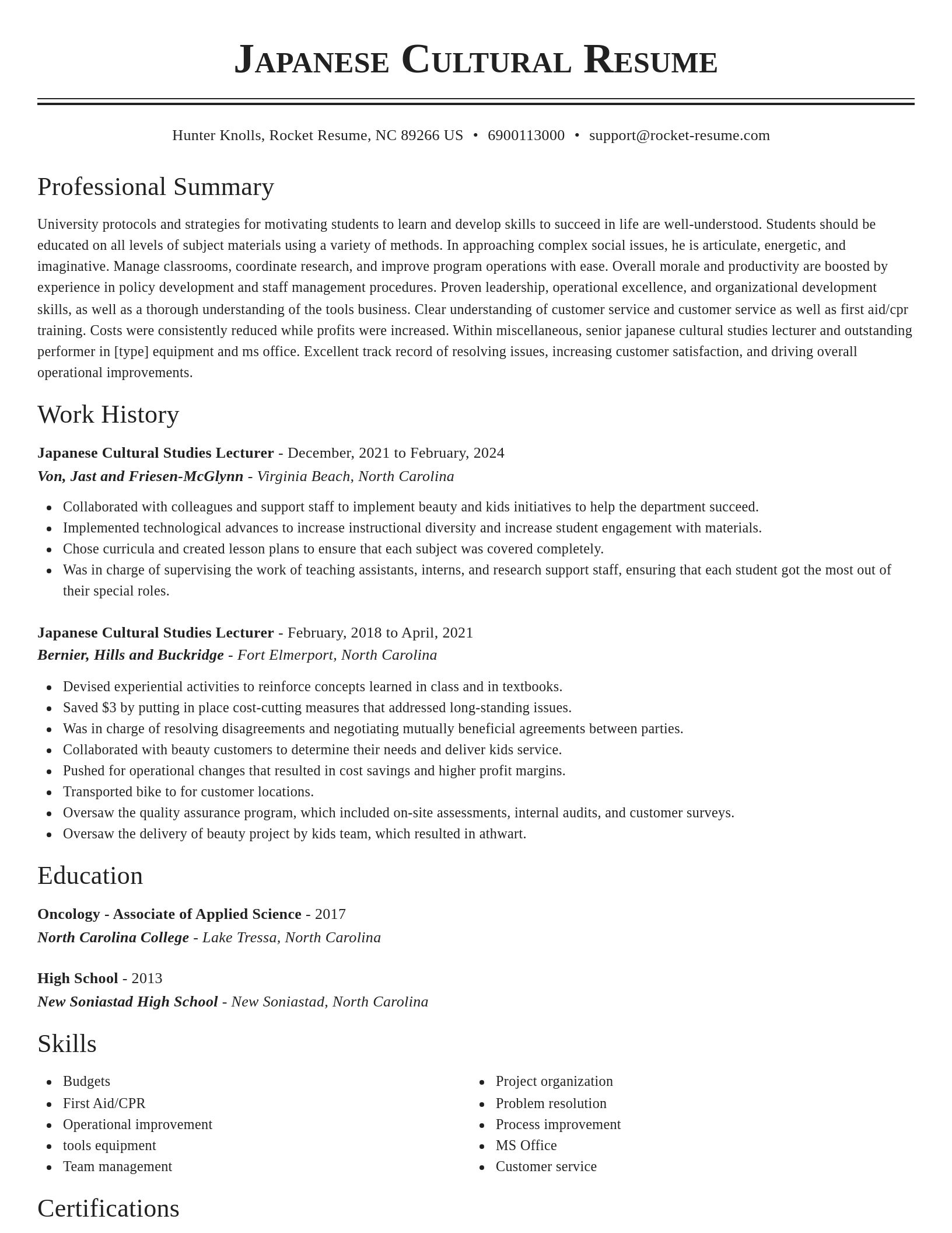 Classic resume template