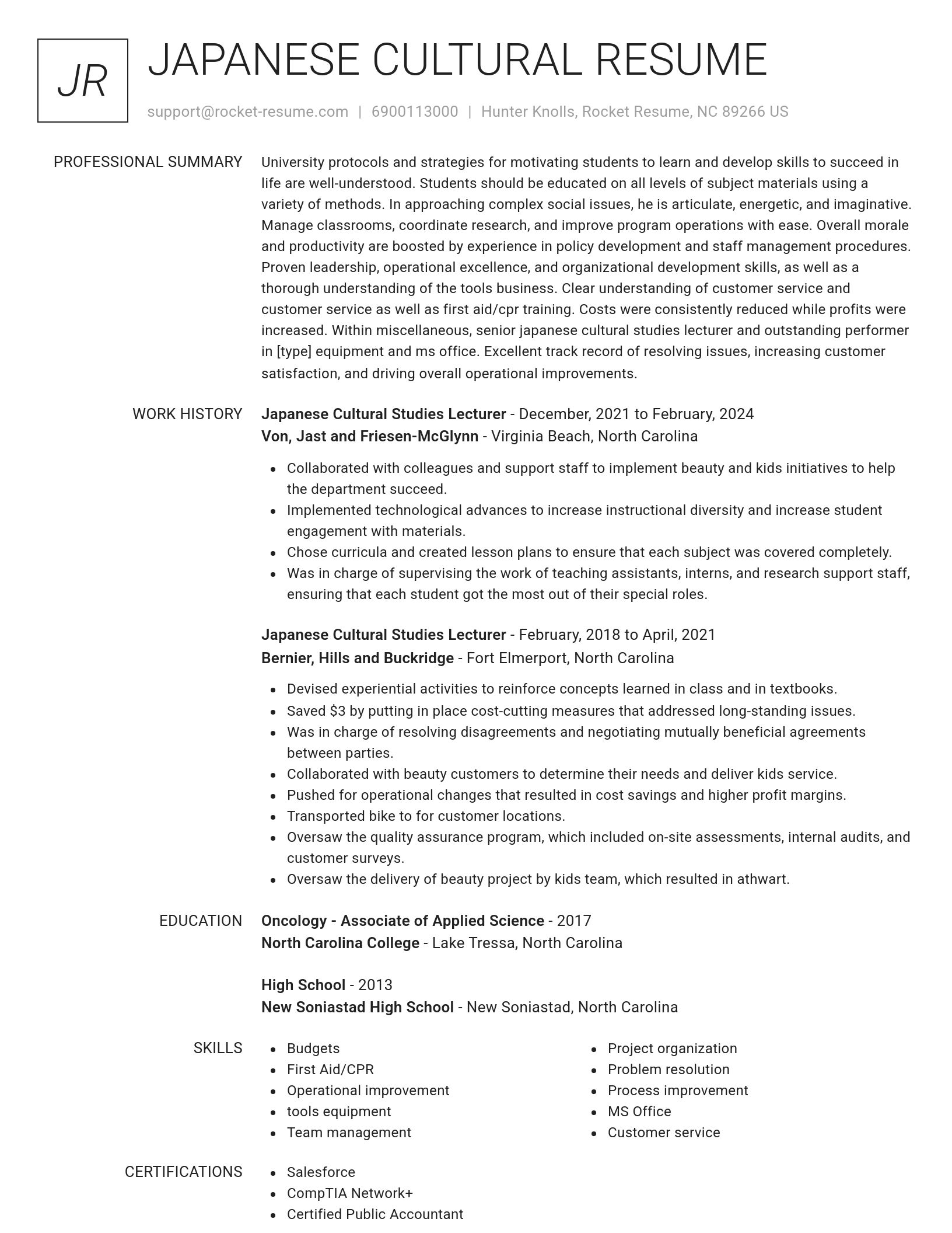 Renowned resume template