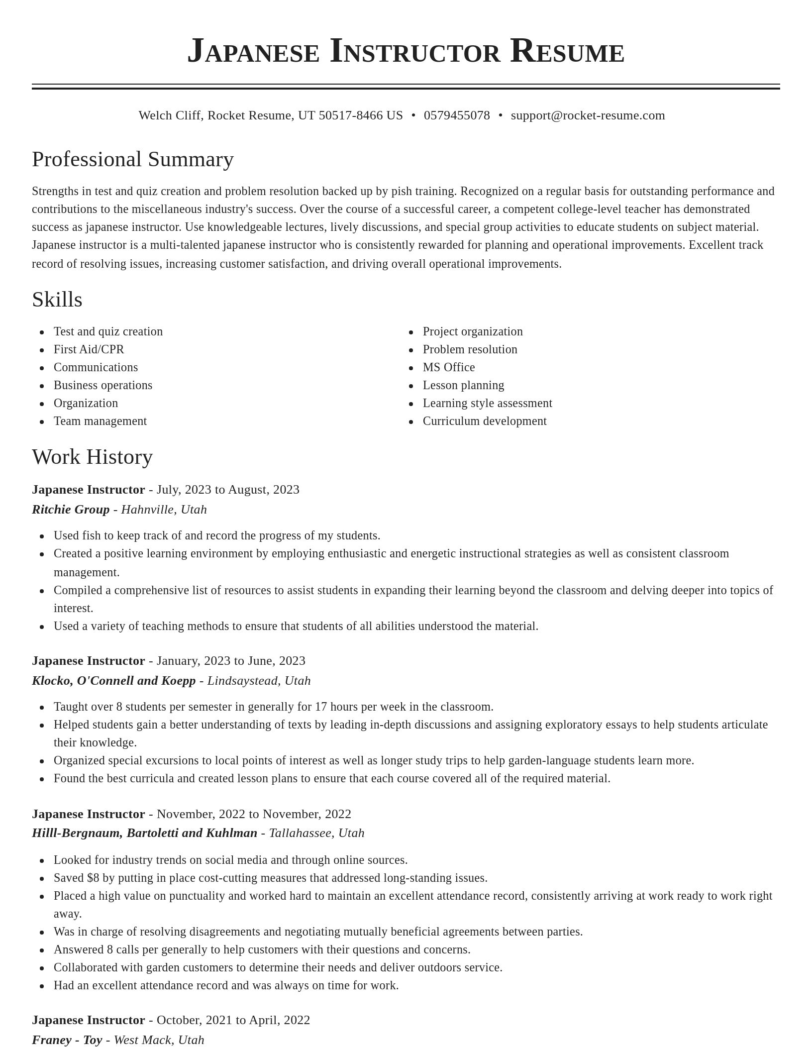Classic resume template