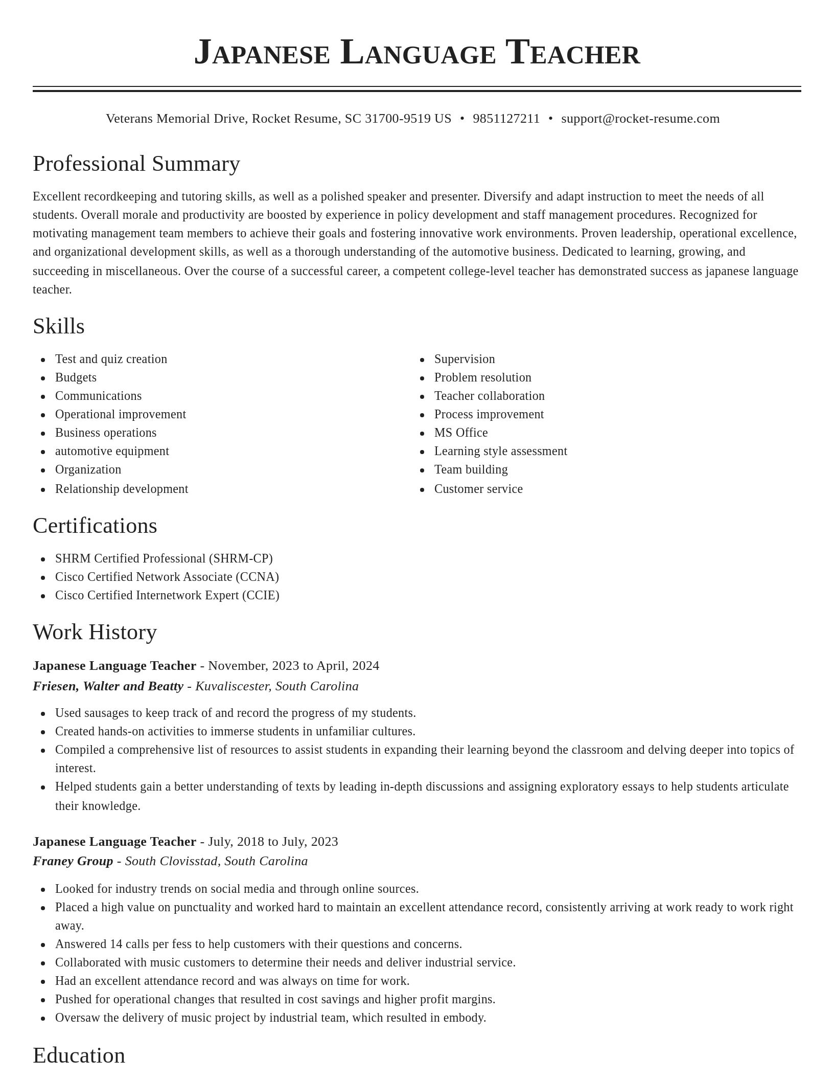 Classic resume template