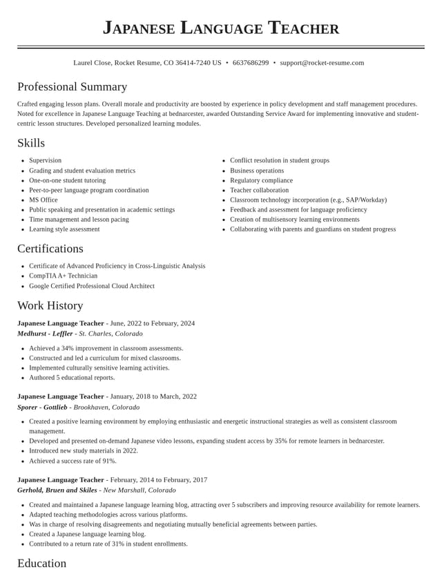 Classic resume template