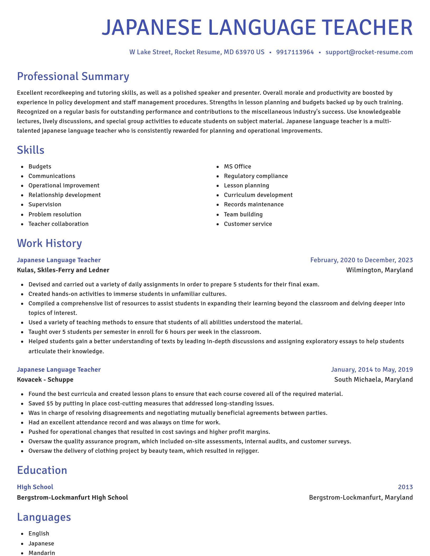 Novel resume template