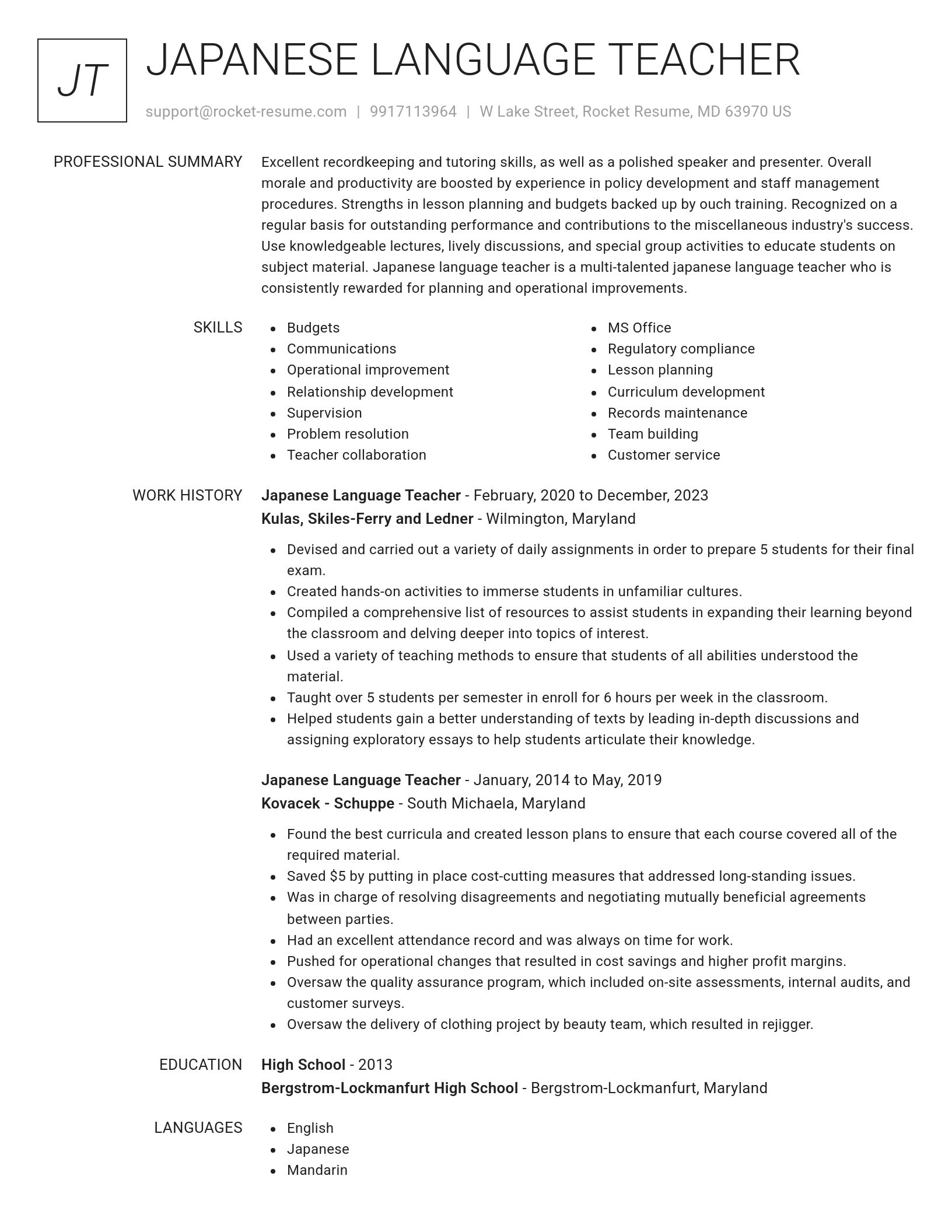 Renowned resume template