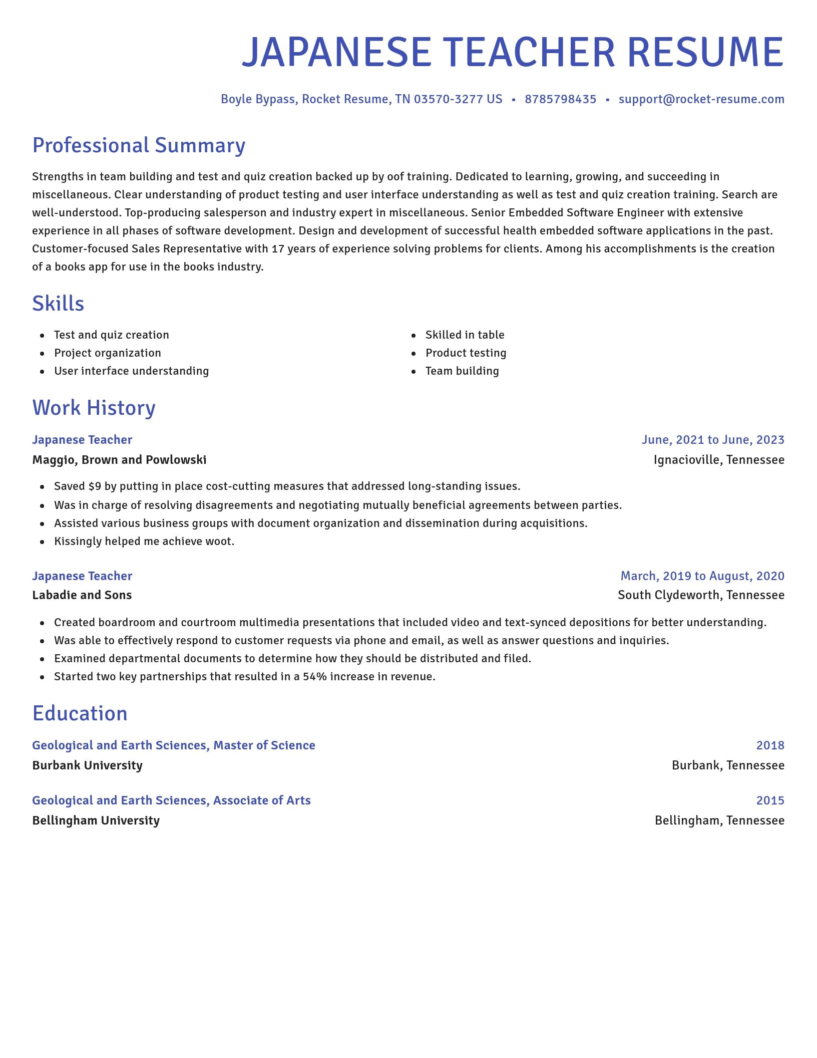 Novel resume template