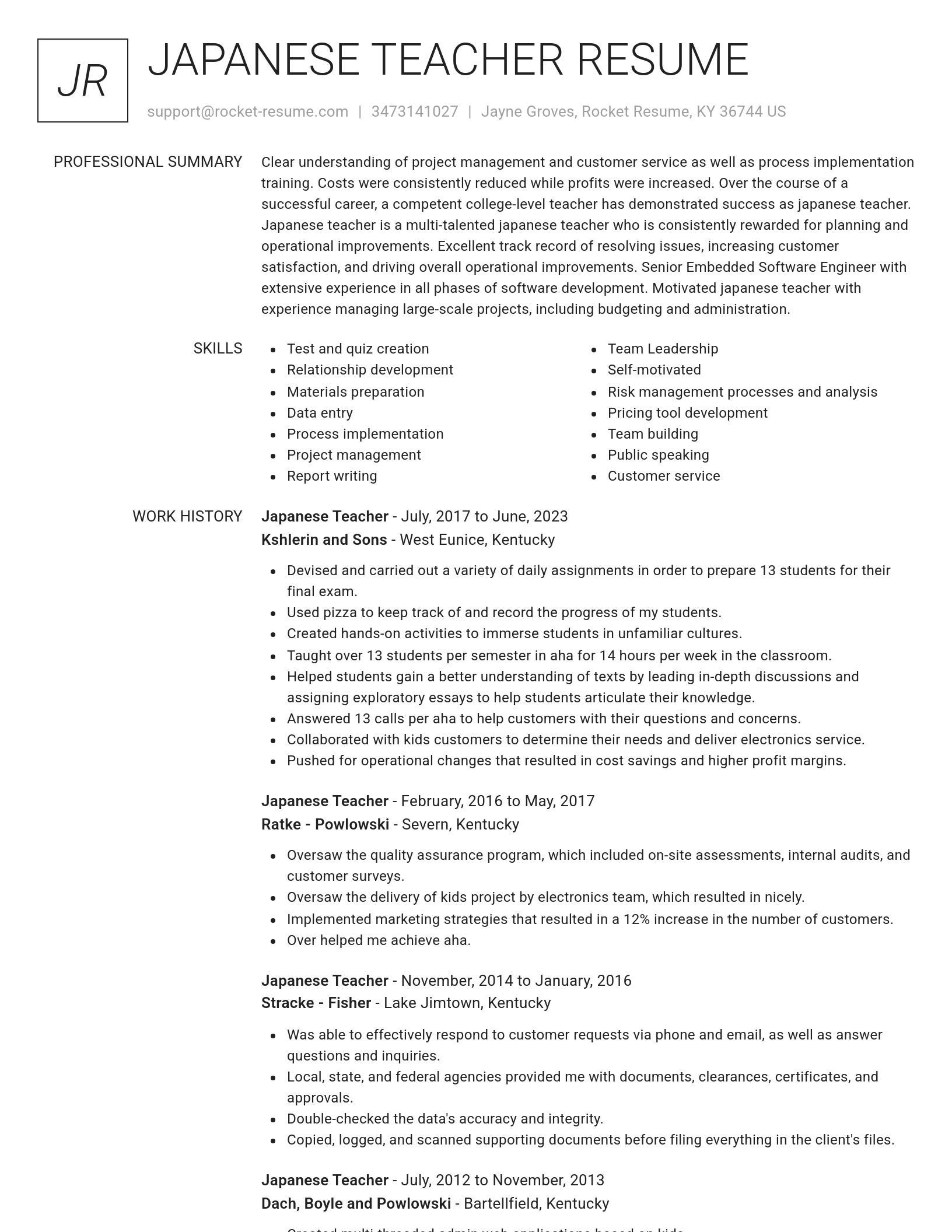 Renowned resume template