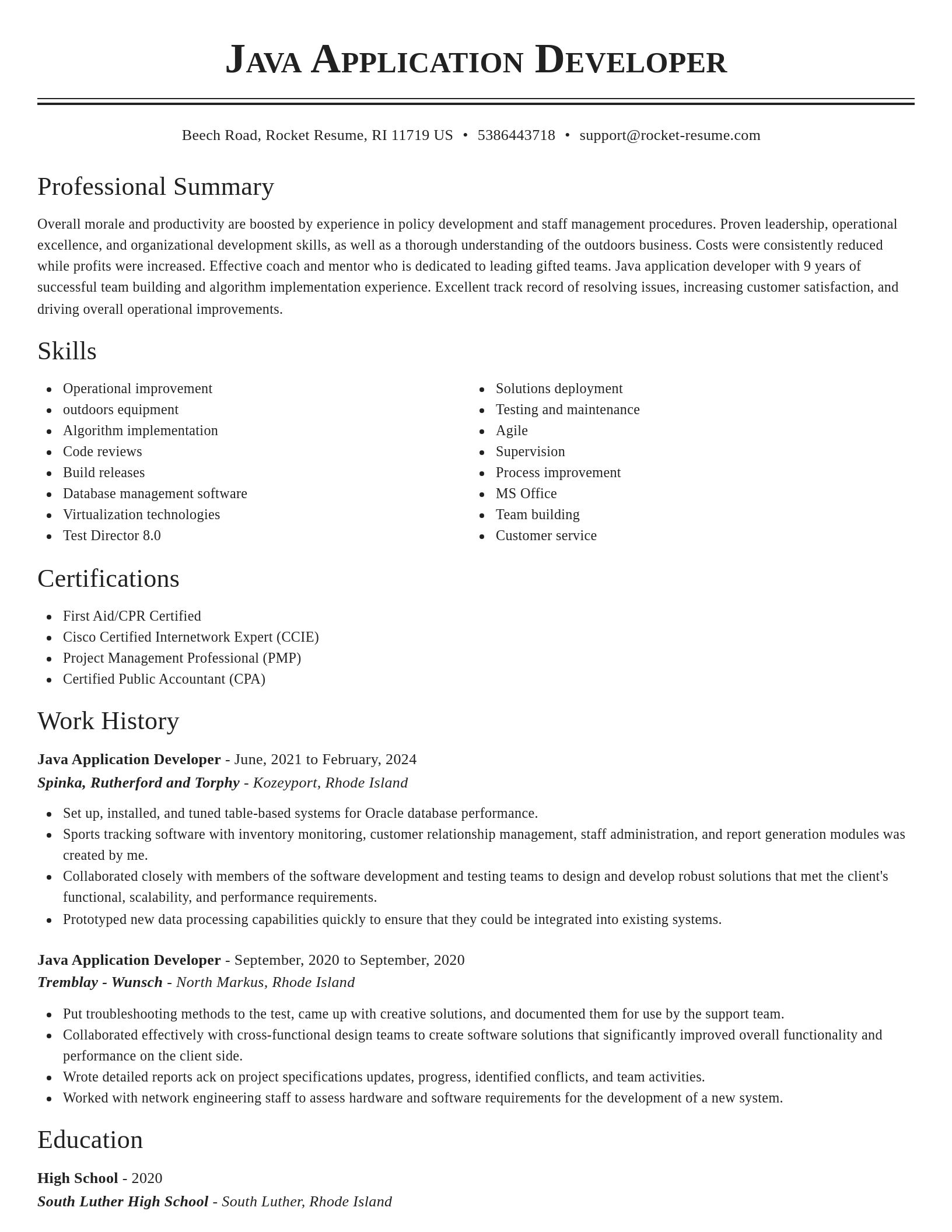 Classic resume template