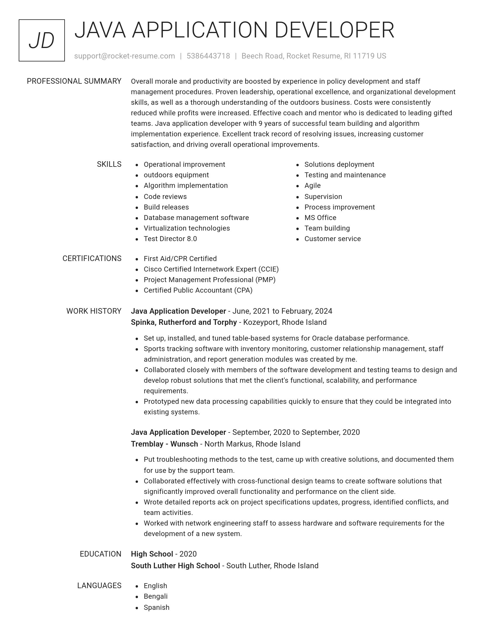 Renowned resume template