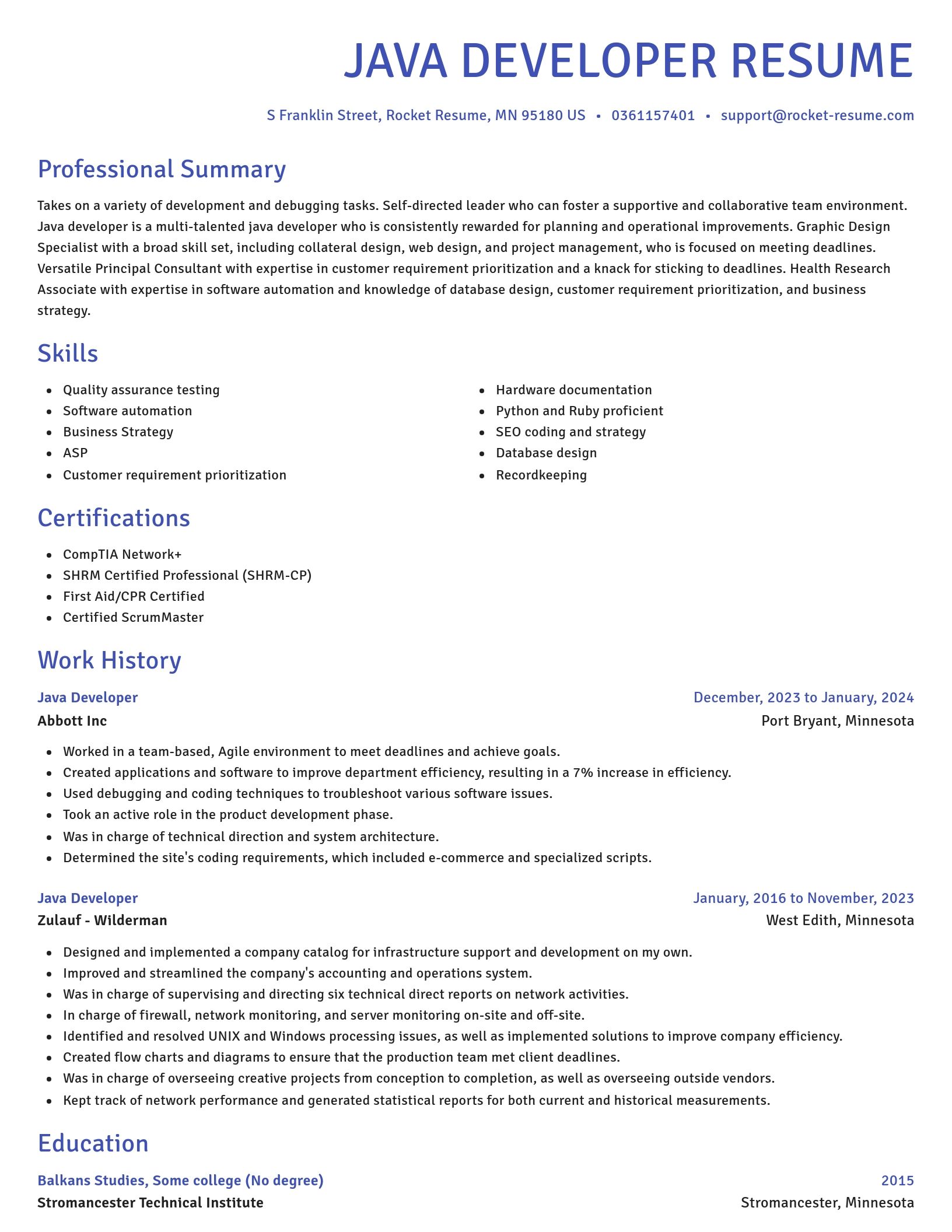 Novel resume template