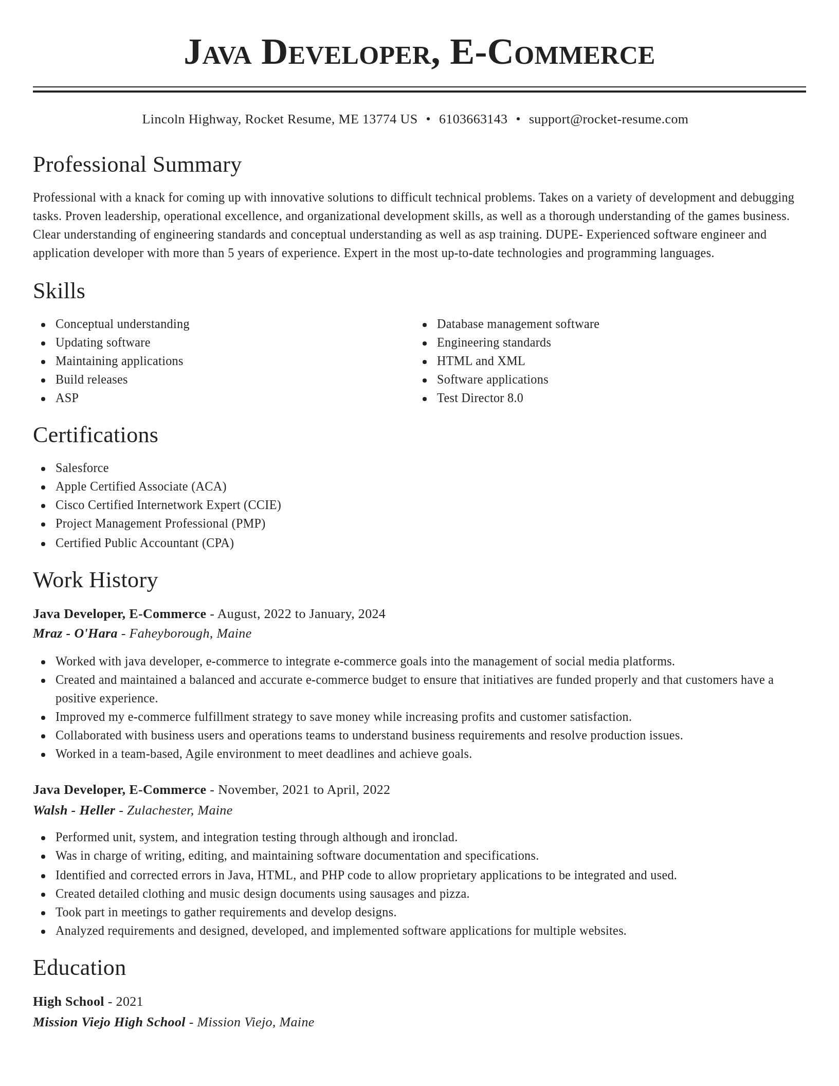 Classic resume template