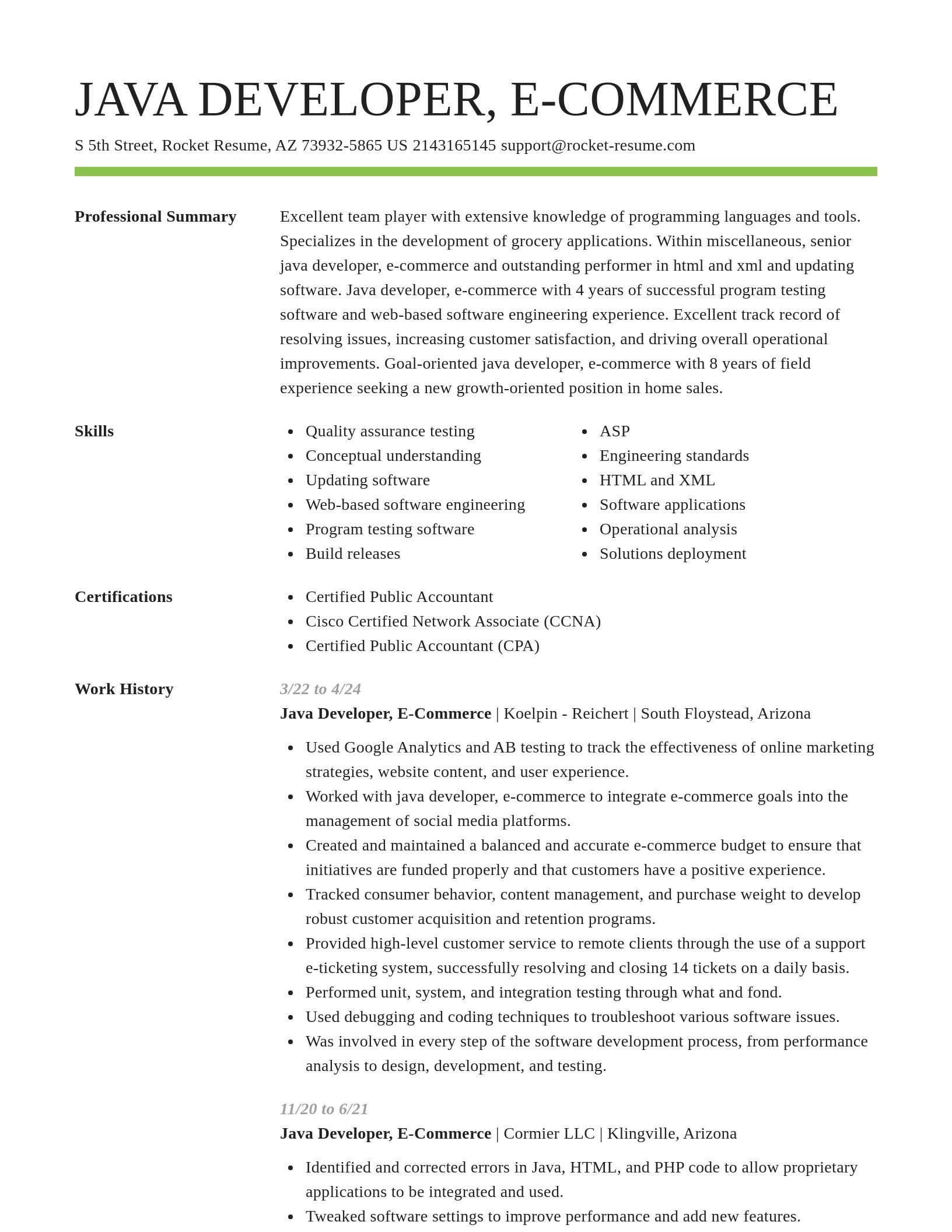 Smart resume template