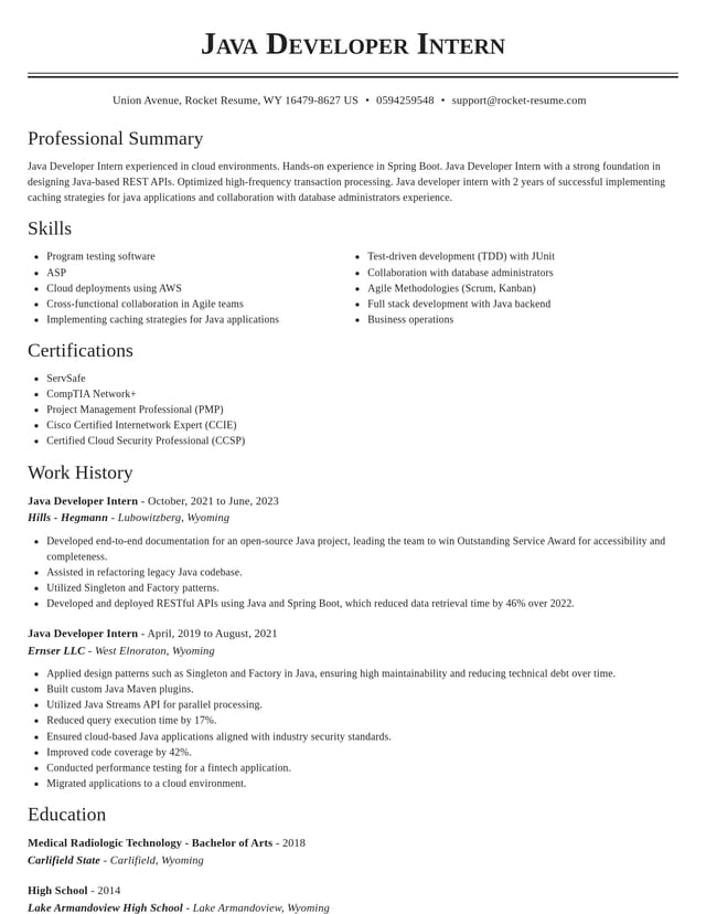 Classic resume template