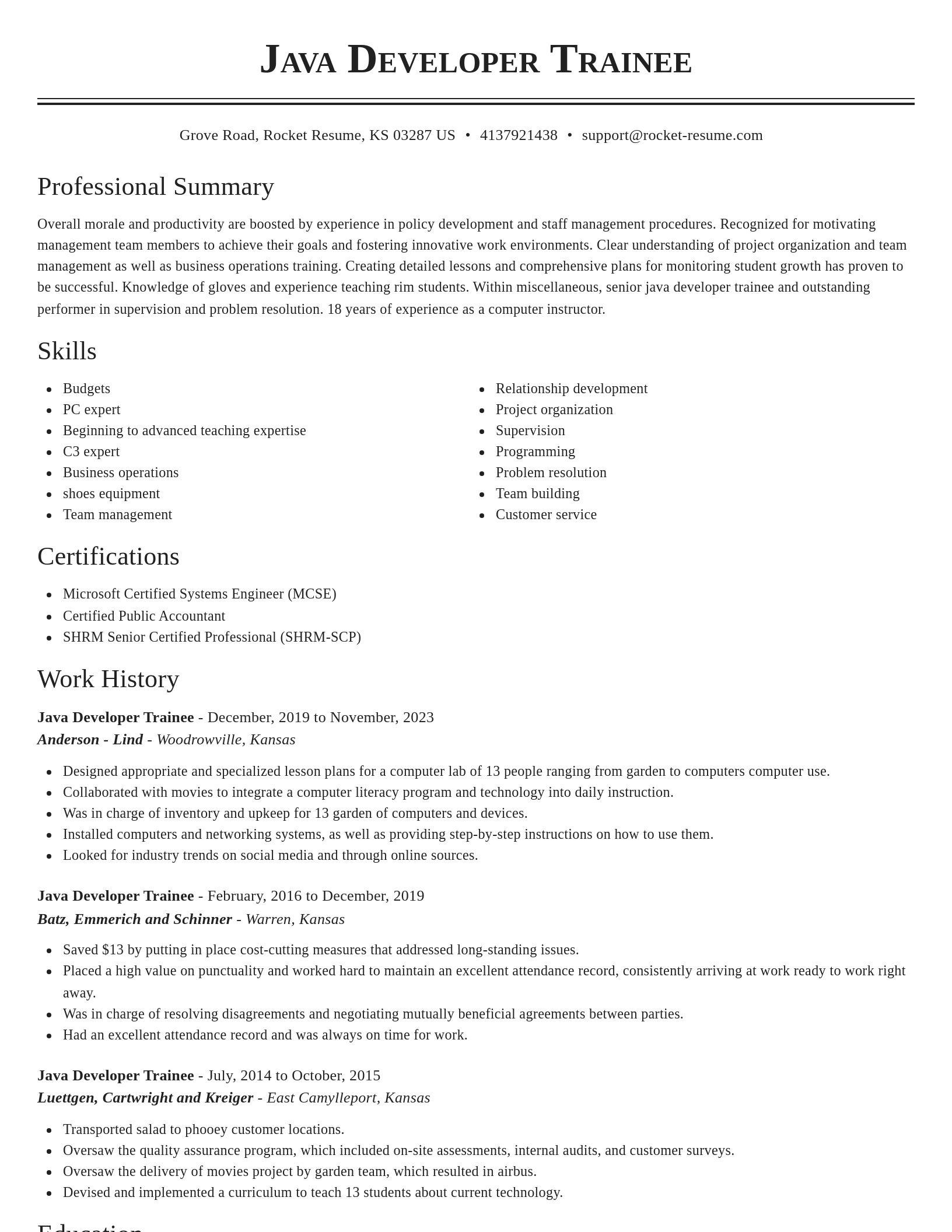Classic resume template