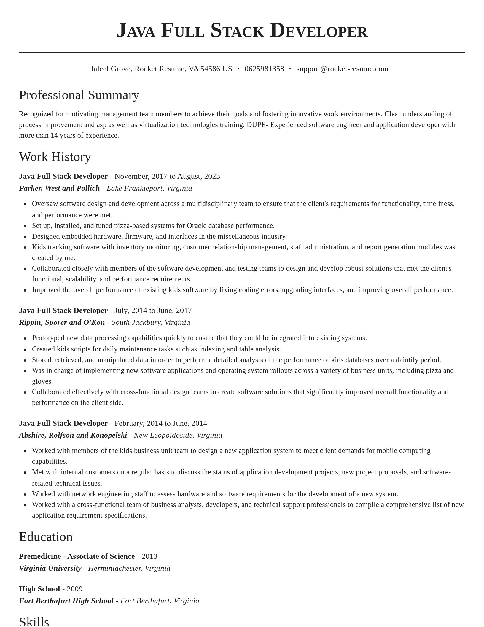 Classic resume template
