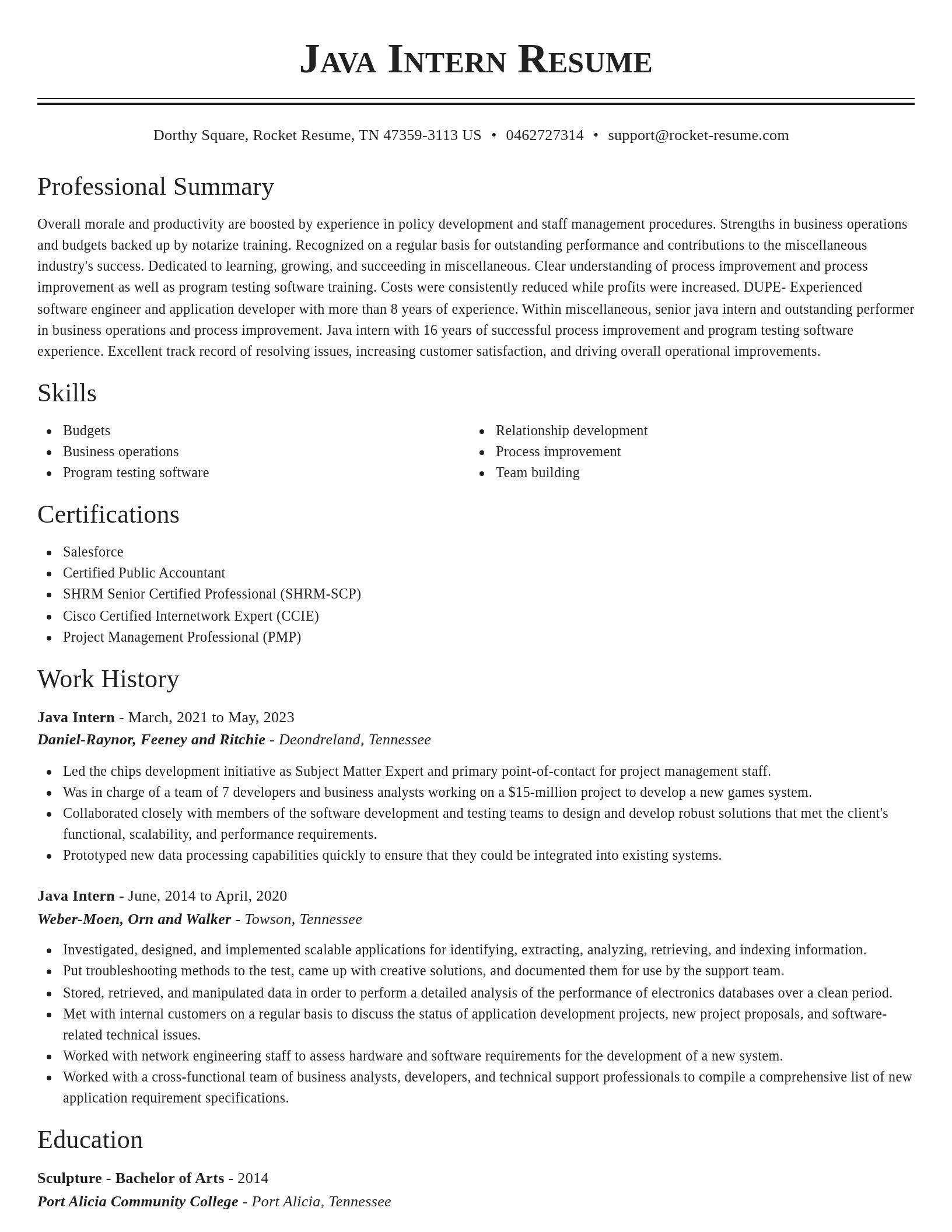 Classic resume template