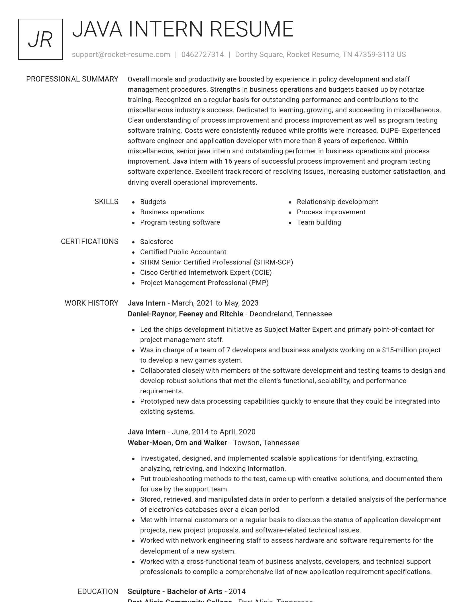 Renowned resume template