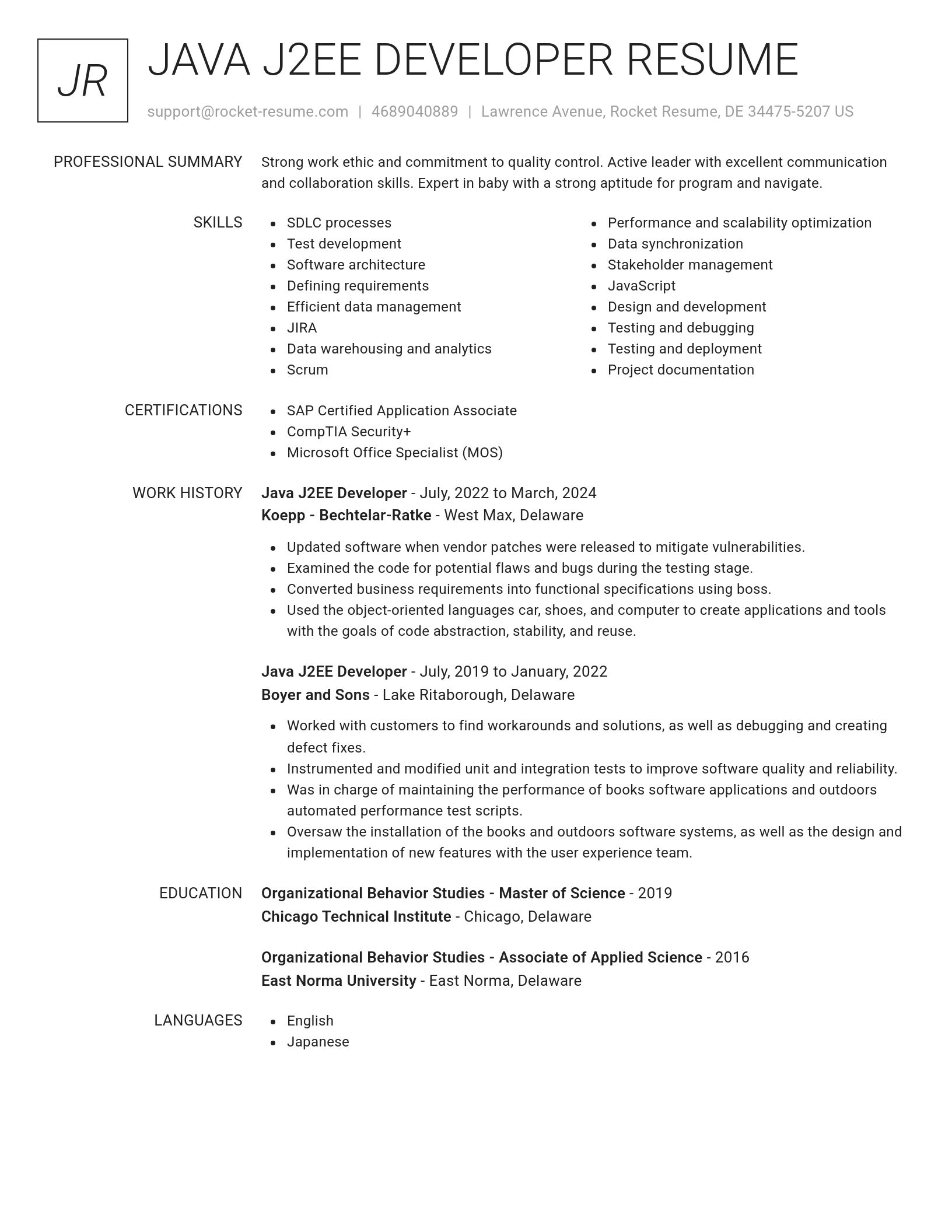 Renowned resume template