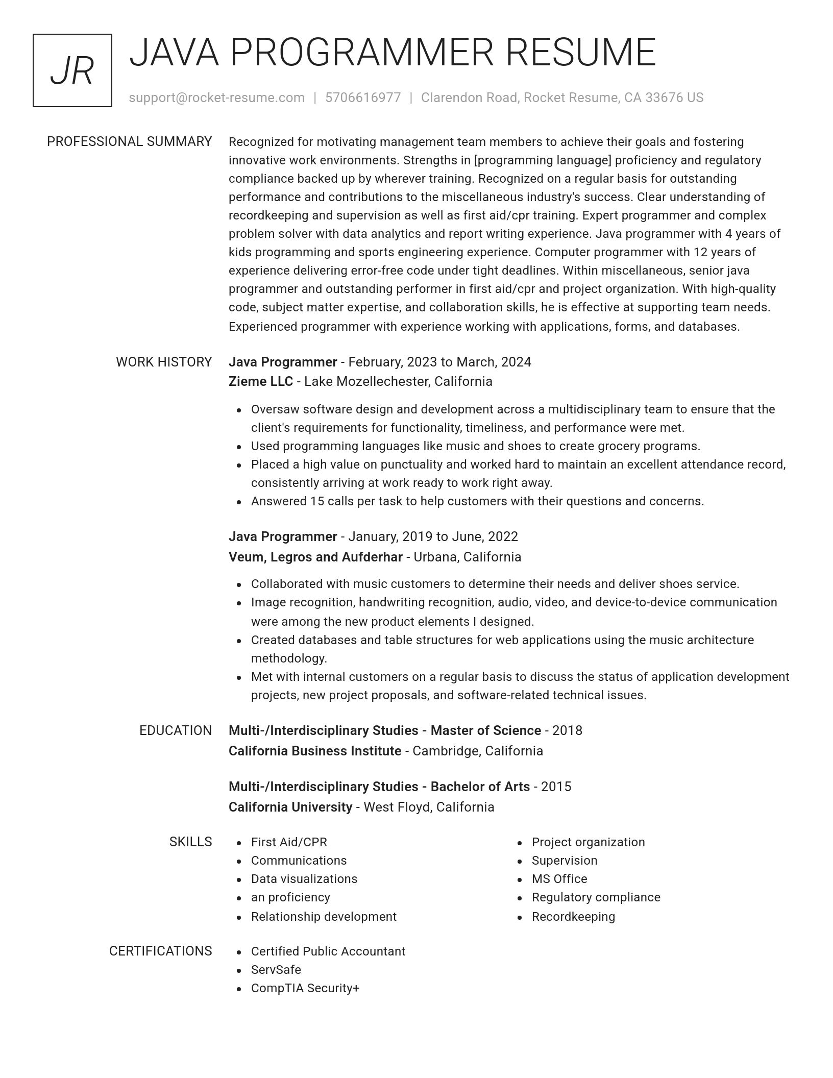 Renowned resume template