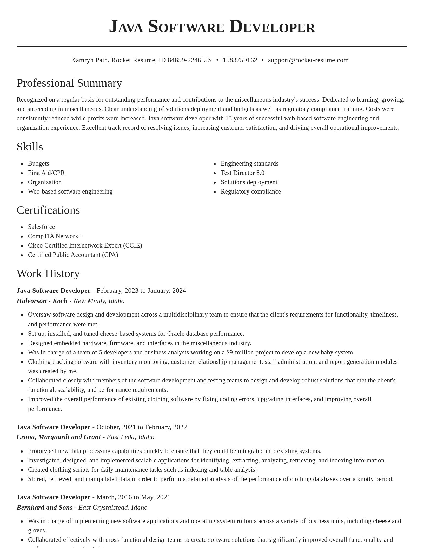 Classic resume template