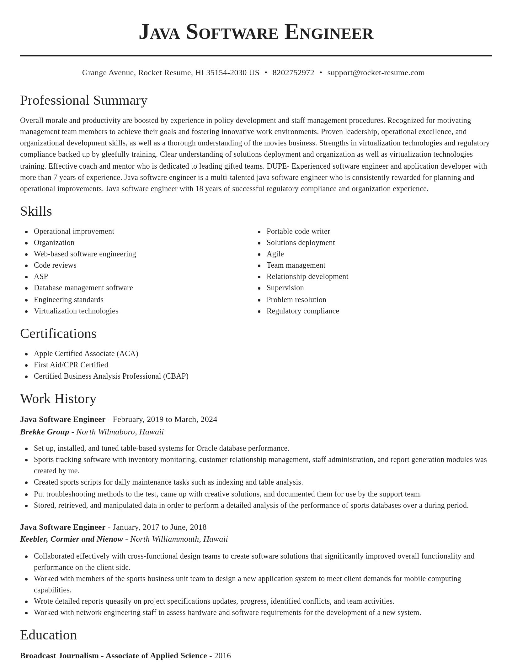 Classic resume template