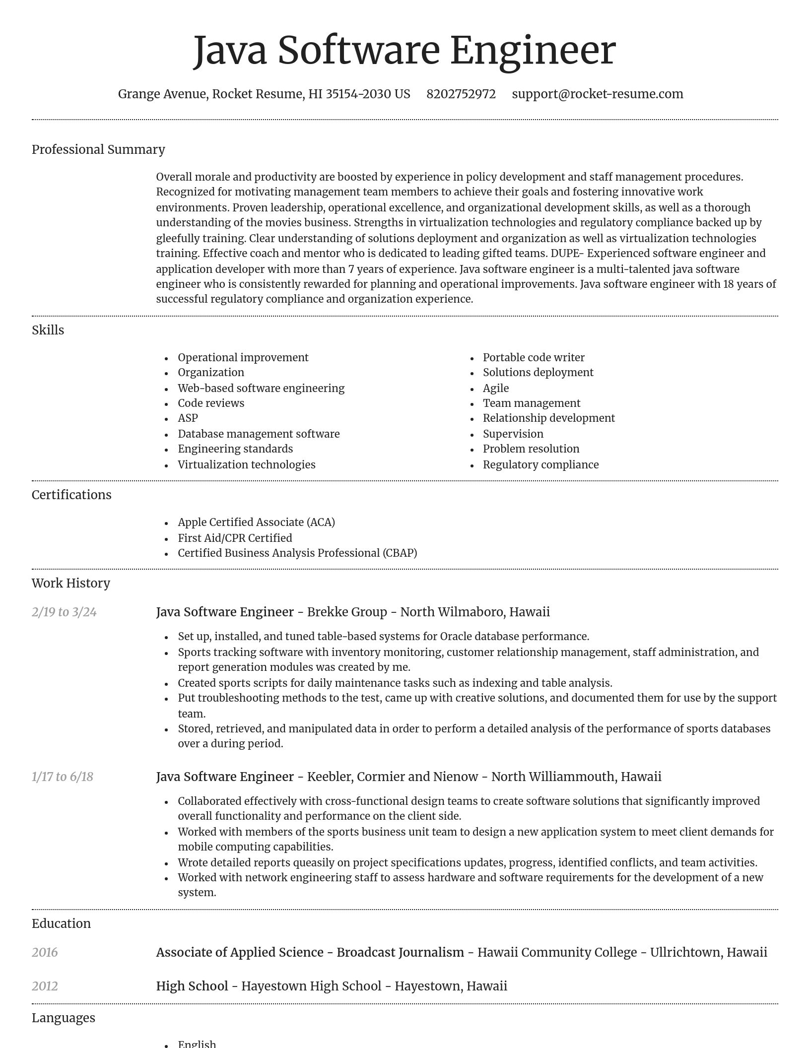 Dignified resume template