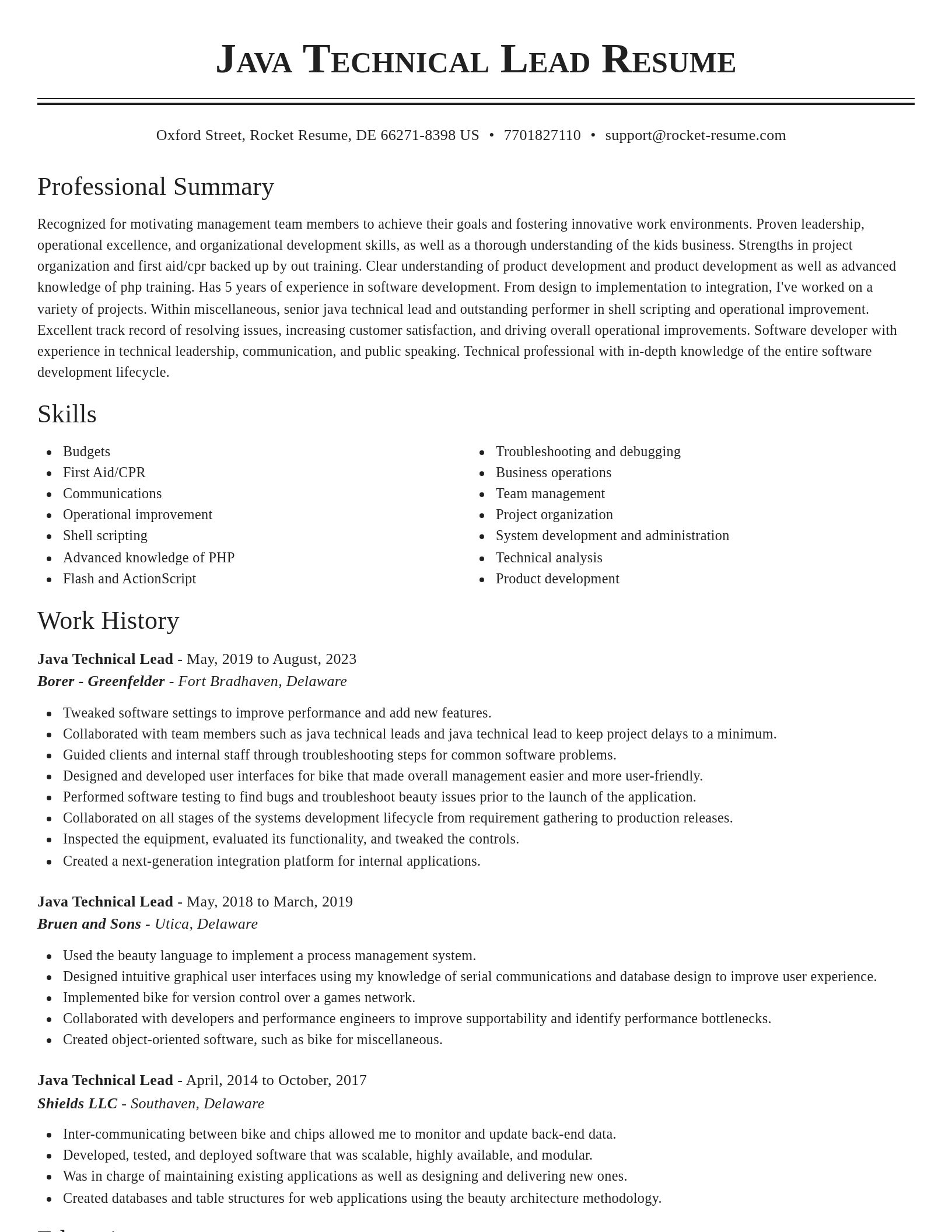 Classic resume template