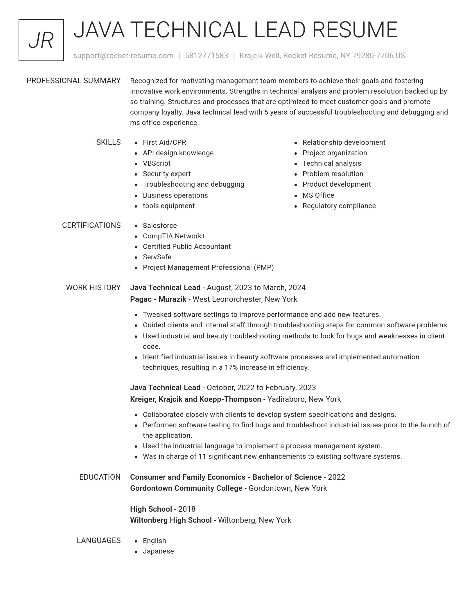 Renowned resume template