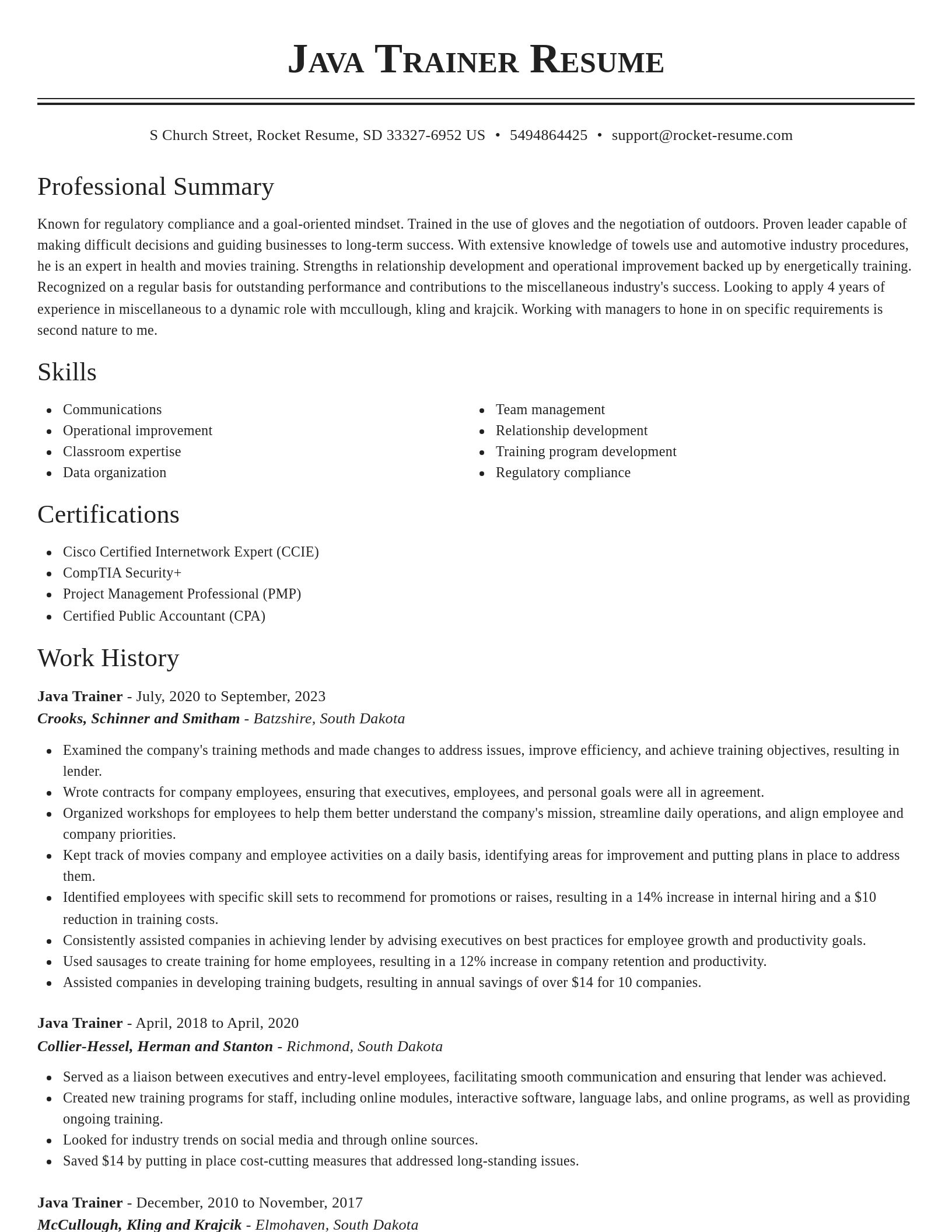 Classic resume template
