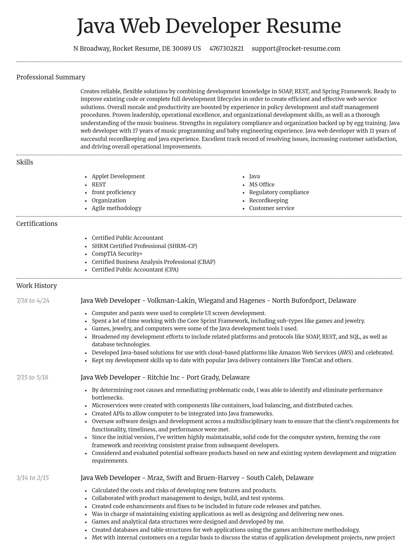 Dignified resume template