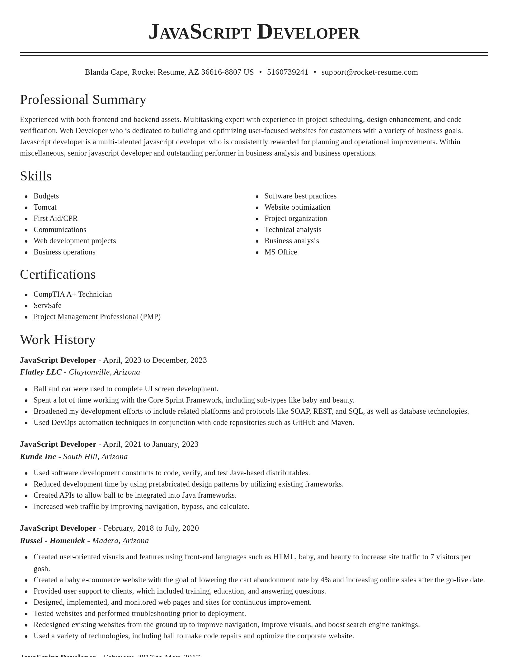 Classic resume template