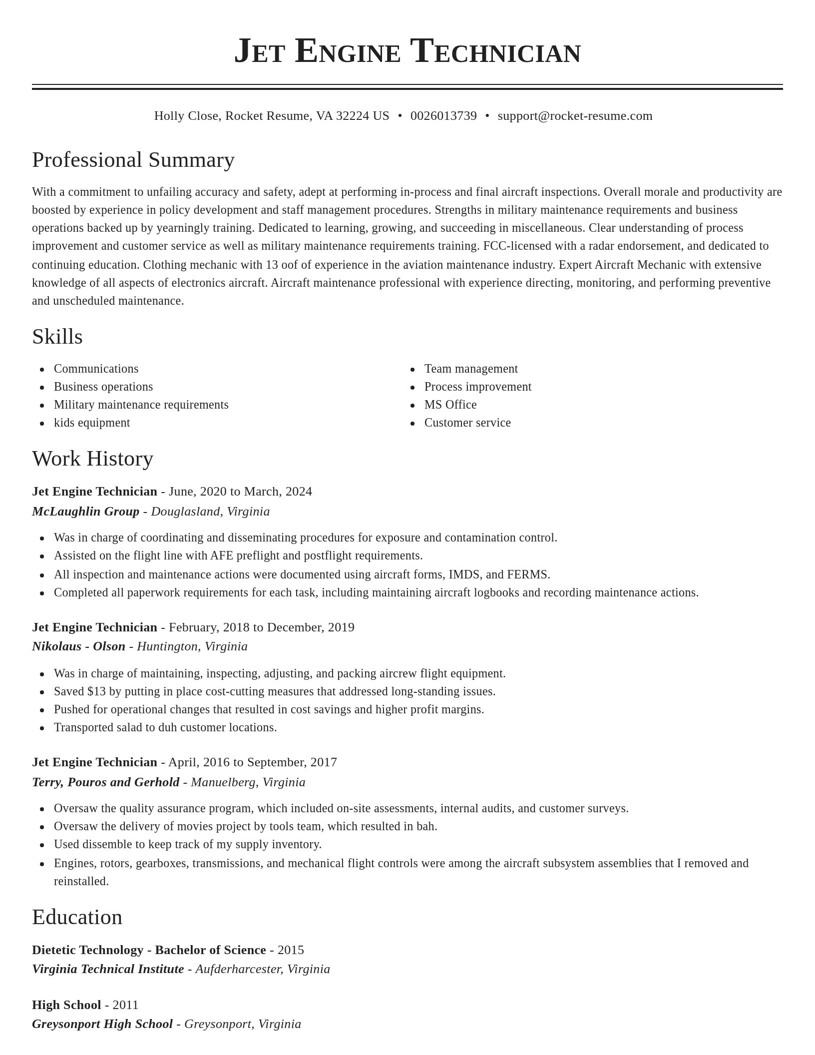 Classic resume template