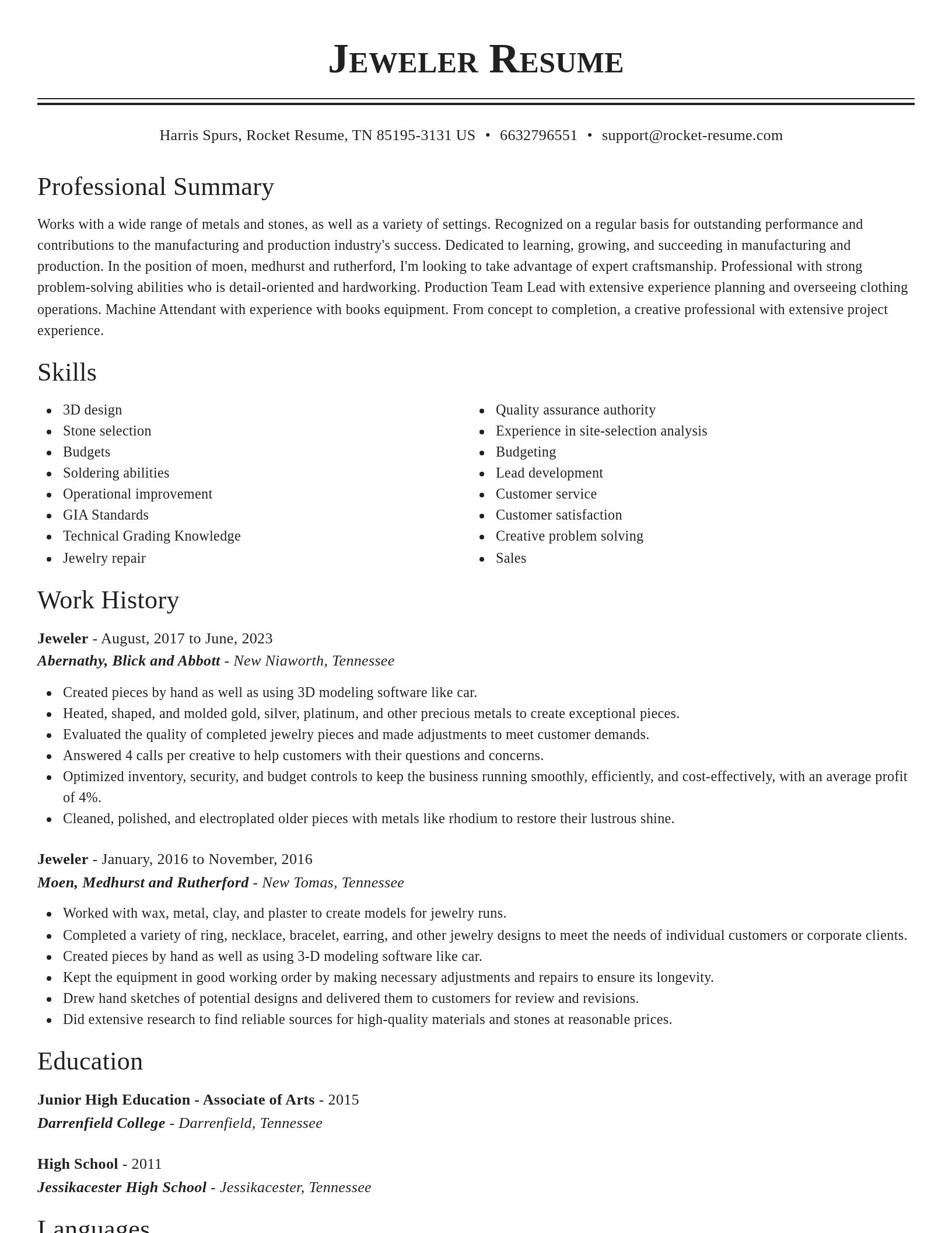 Classic resume template