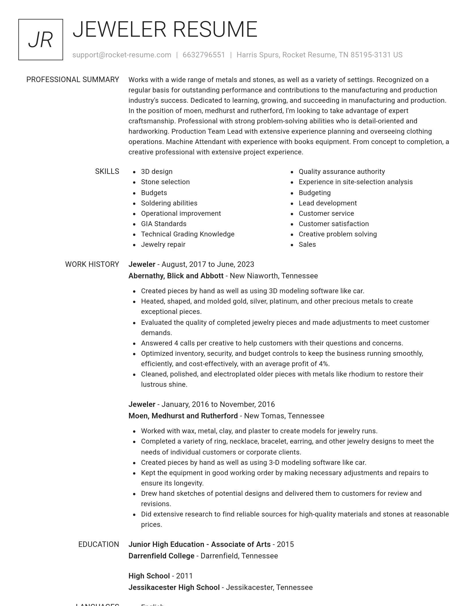 Renowned resume template
